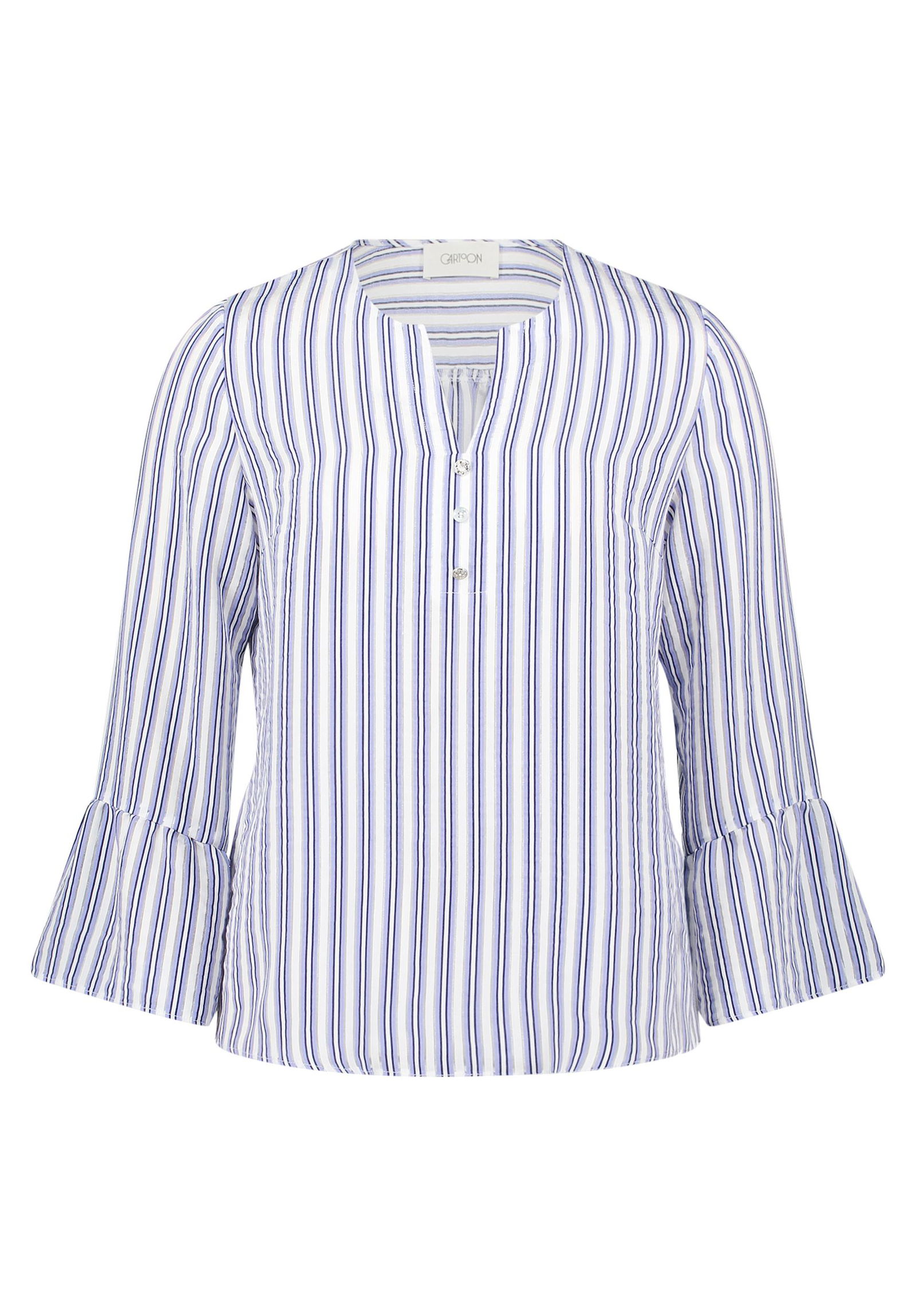 |  Bluse Kurz 3/4 Arm, White/Blue | 36 | weiß/blau