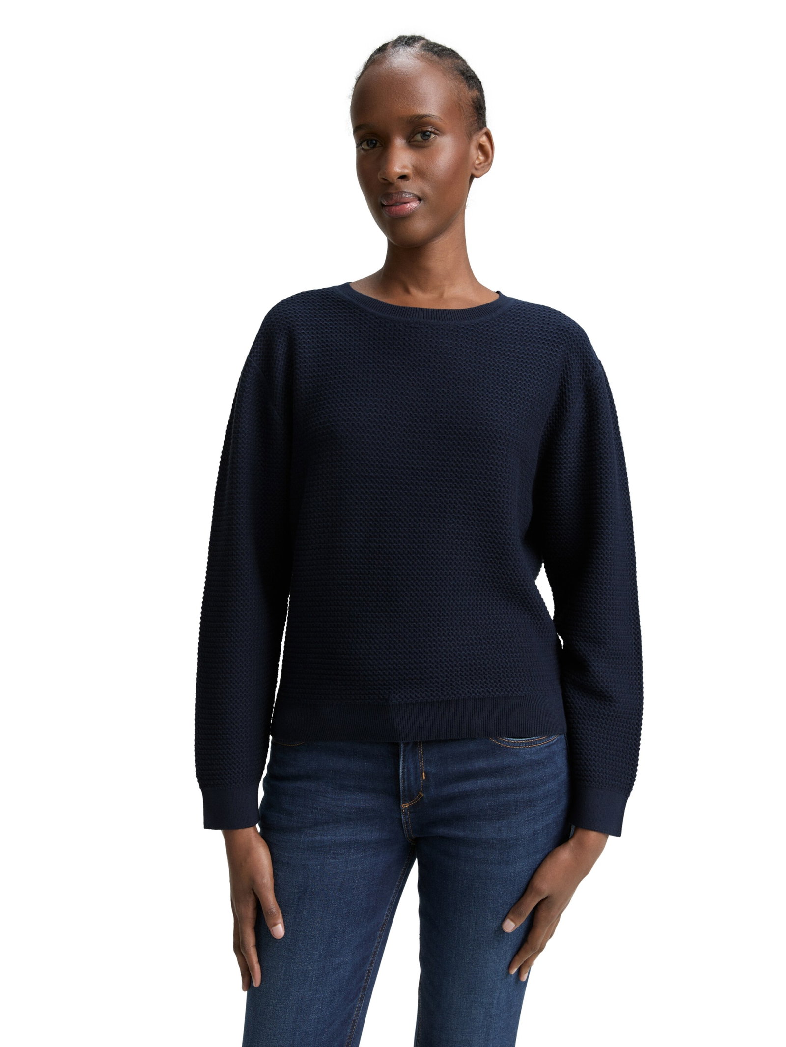 structured knit pullover, sky captain blue #5