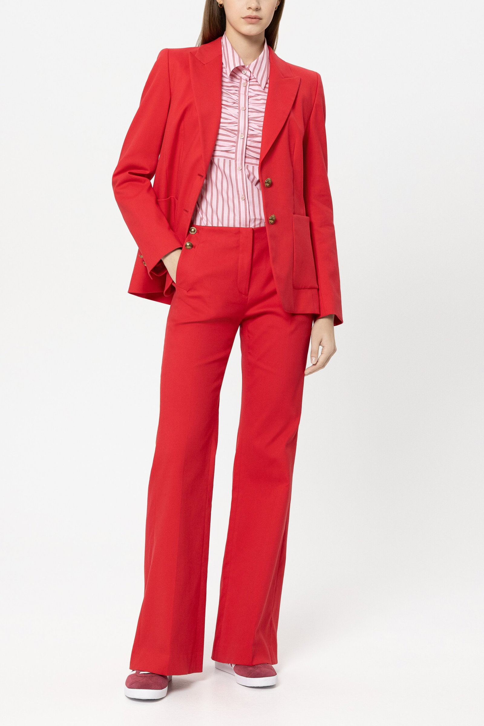 Luisa Cerano Gabardine-Flared-Pants cherry red #2