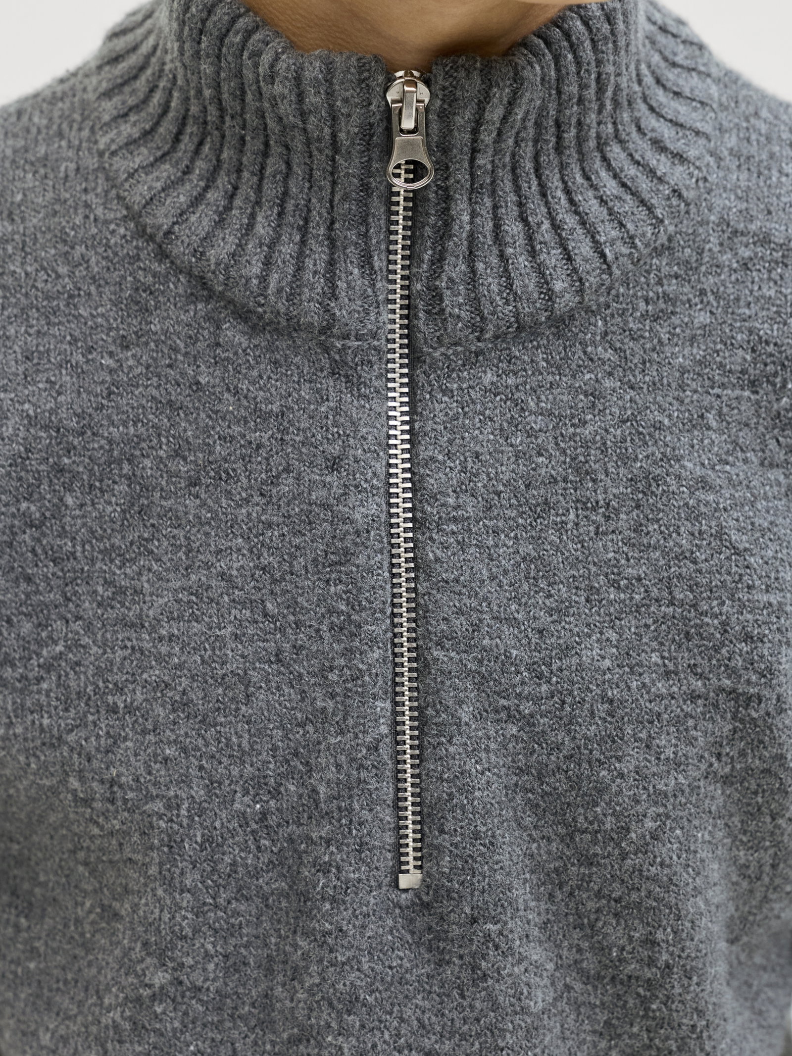 JORNORREBRO KNIT HALF ZIP JNR, Dark Grey Melange #5