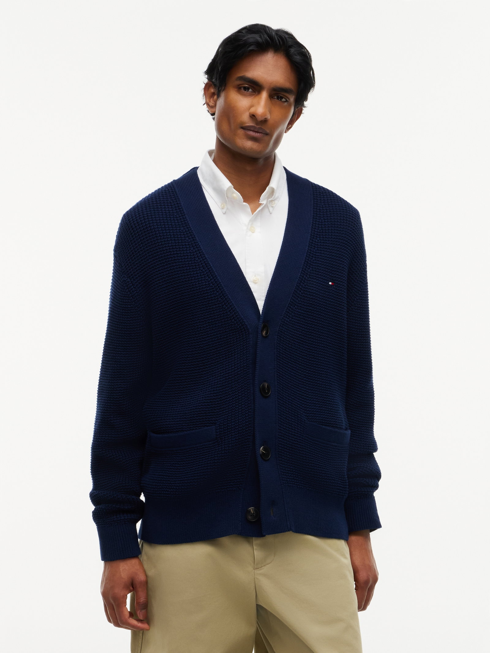 WAFFLE STRUCTURE CARDIGAN, BLUE #2