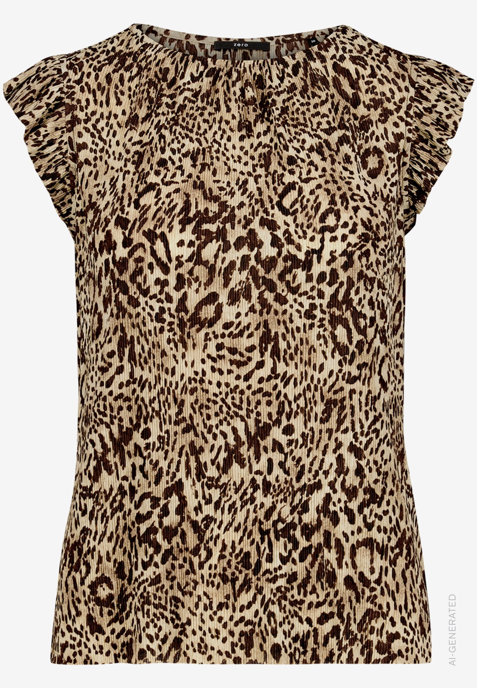 Shirt Kurz 1/2 Arm, Beige/Brown #1
