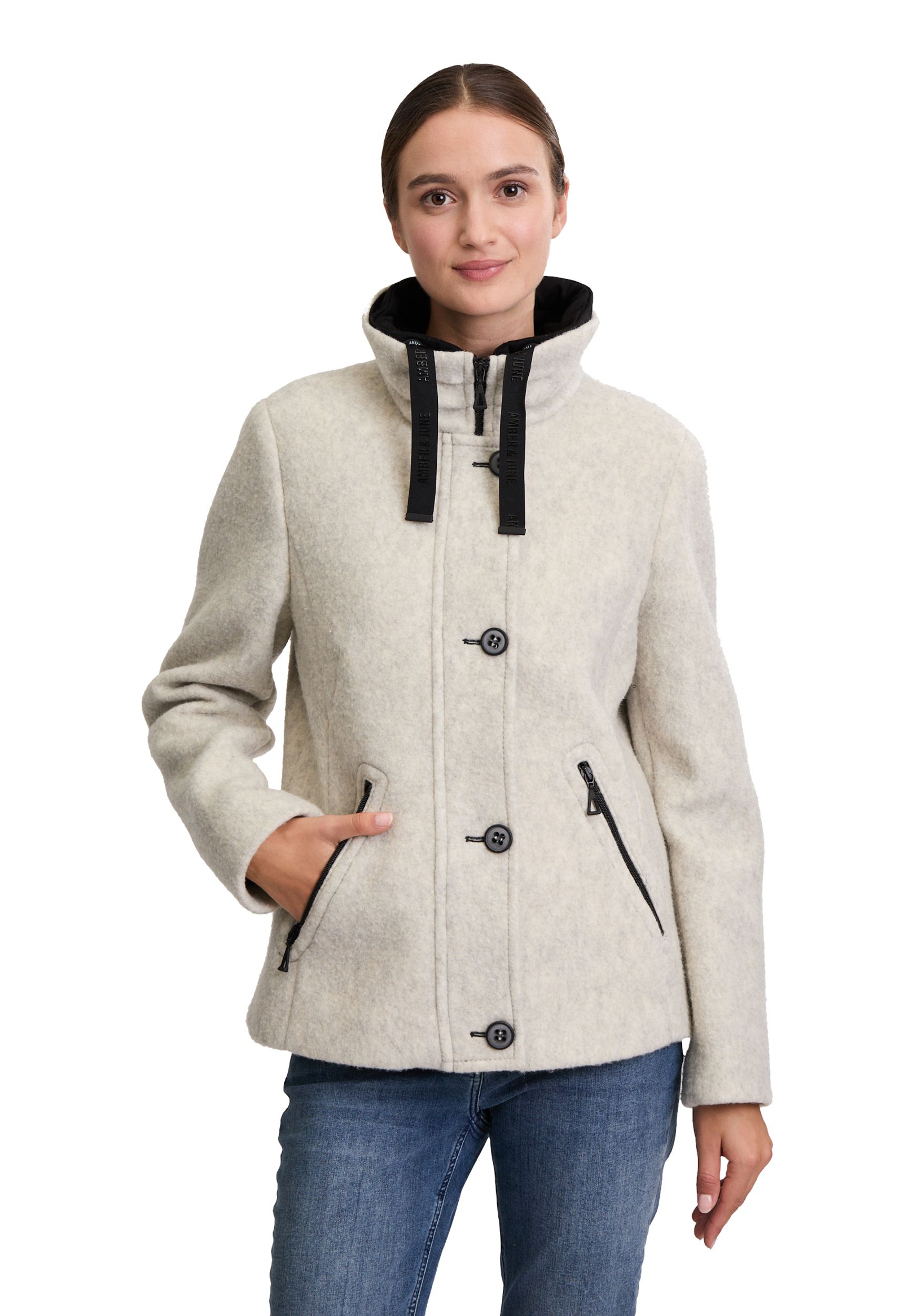 Amber & June |  Amber & June Wolljacke  | 40 | light silver melange