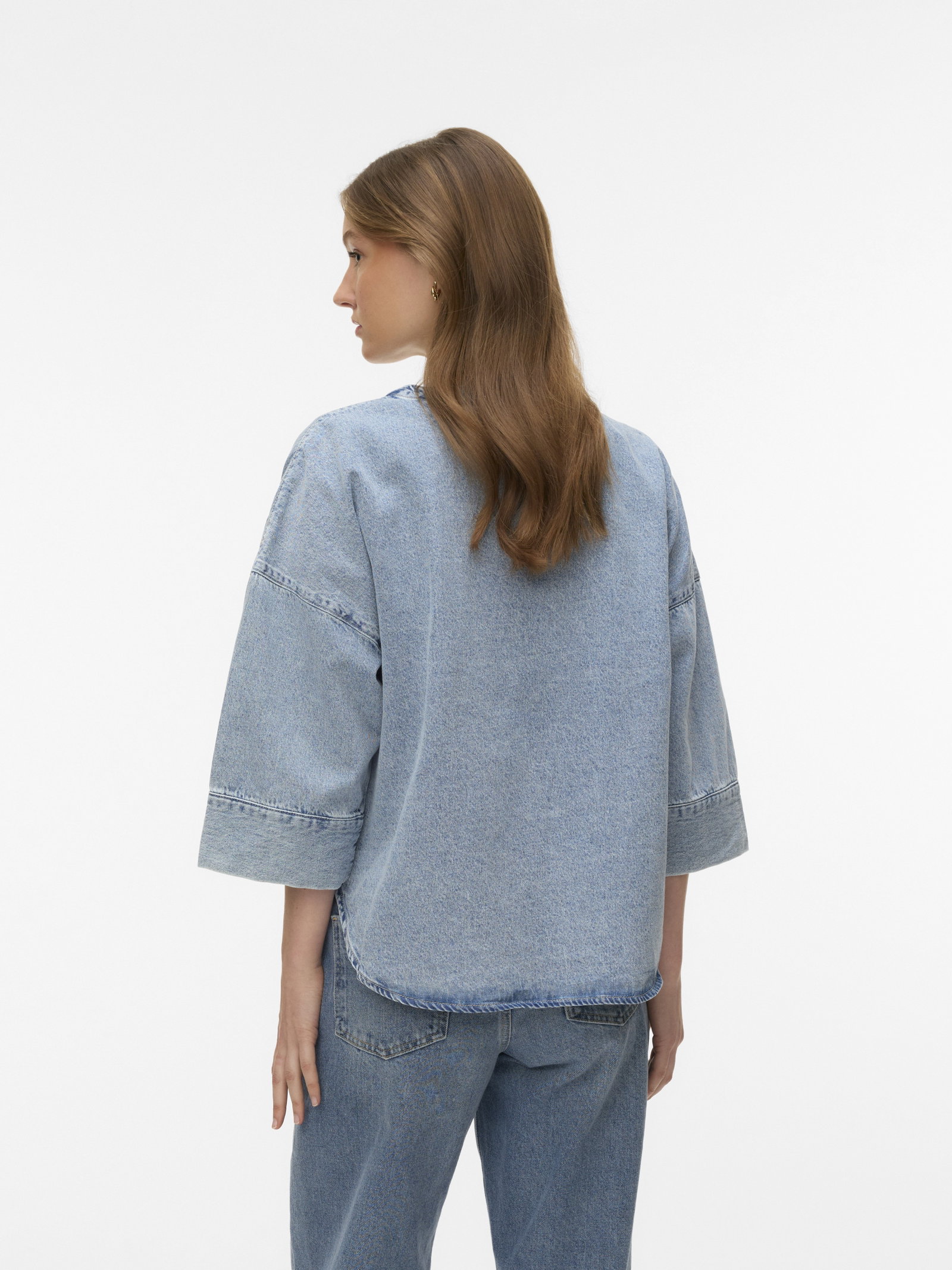 VMVALERIA 3/4 SLEEVE SHIRT NOOS, Light Blue Denim #6