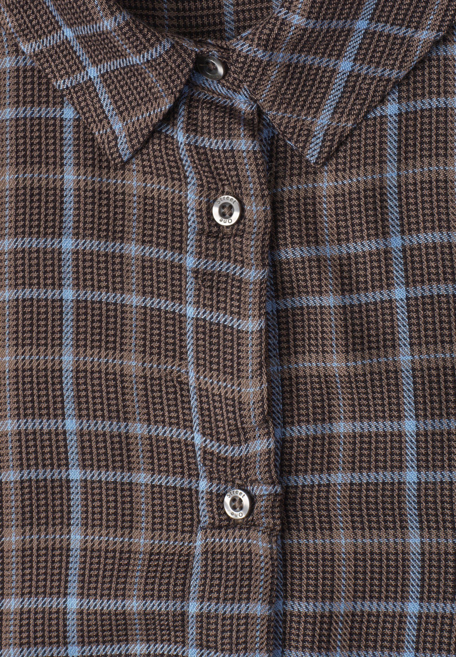 LTD QR check shirtcollar blous, silk brown #2