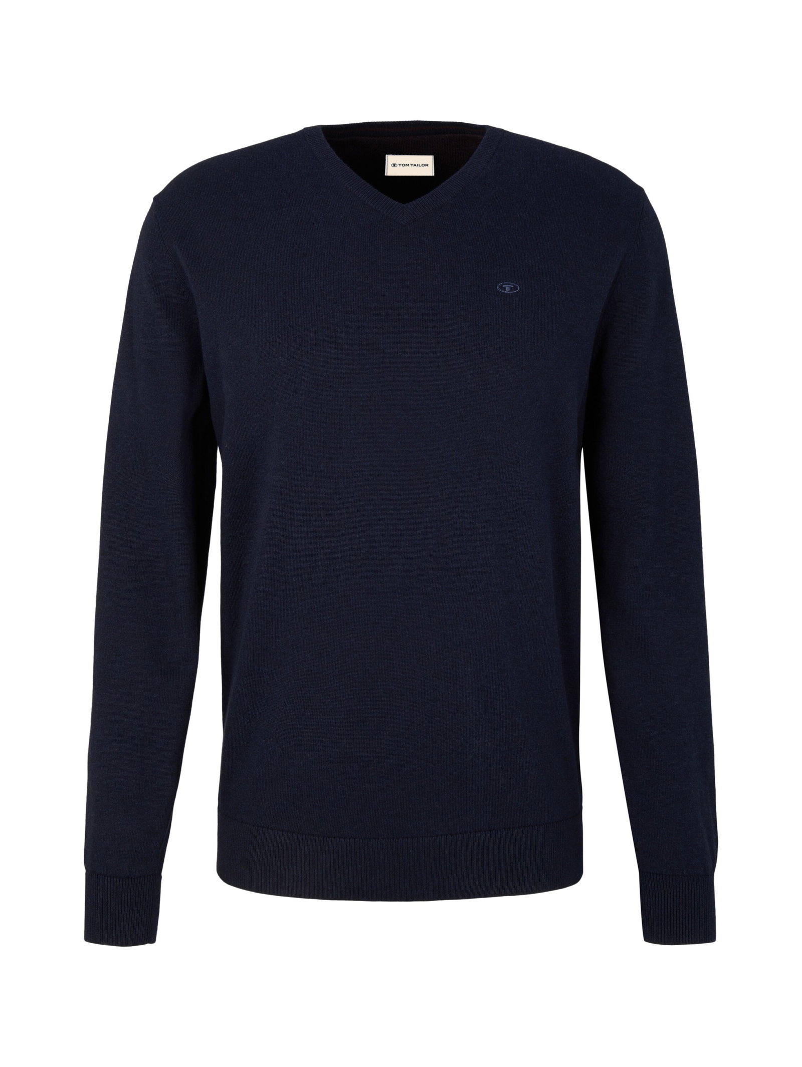 Tom Tailor basic v neck sweater, Knitted Navy Melange #1
