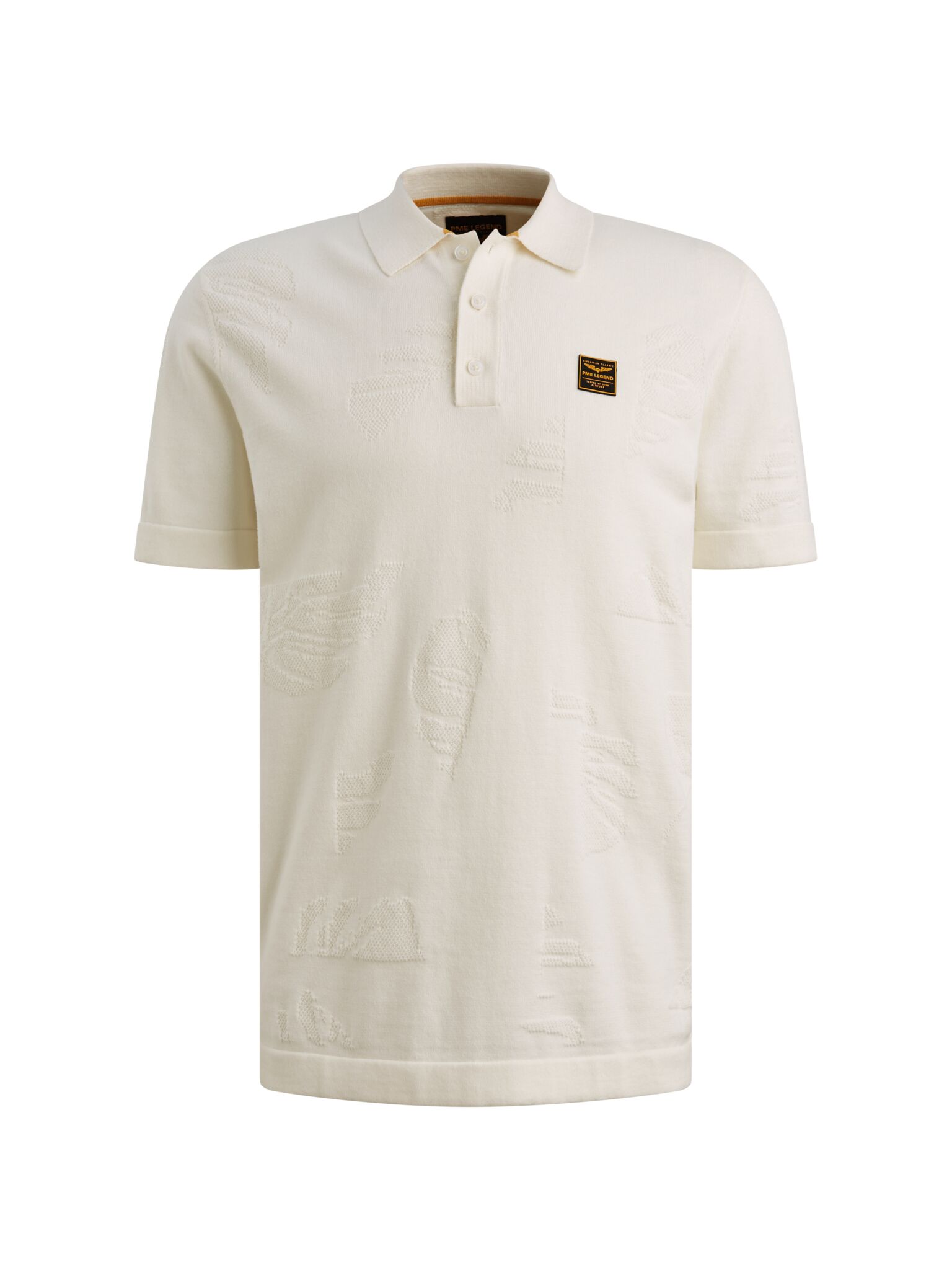 Short sleeve polo yarn dye knit, Egret #1