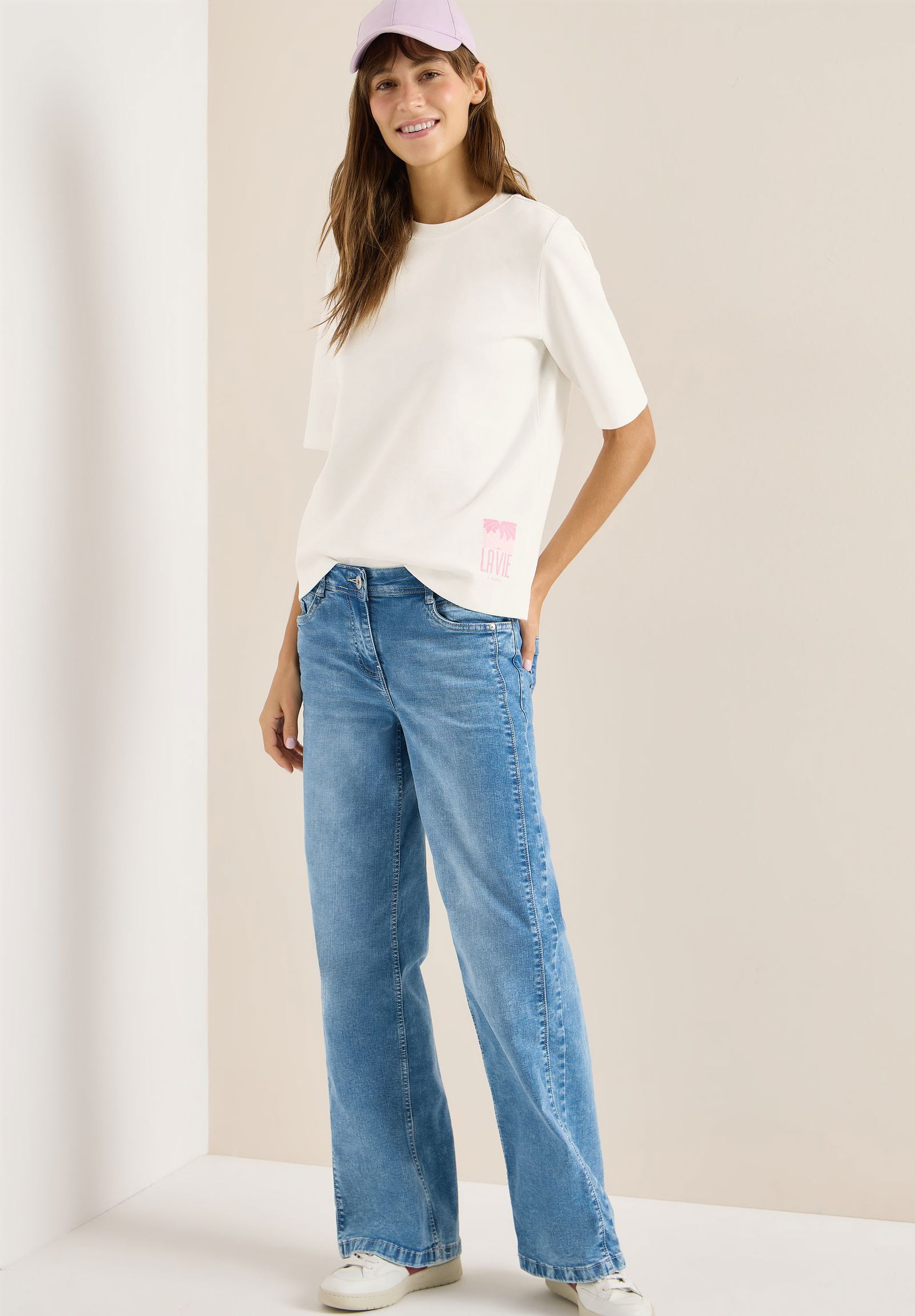 CECIL |  Sweatshirt mit Backprint | S | vanilla white