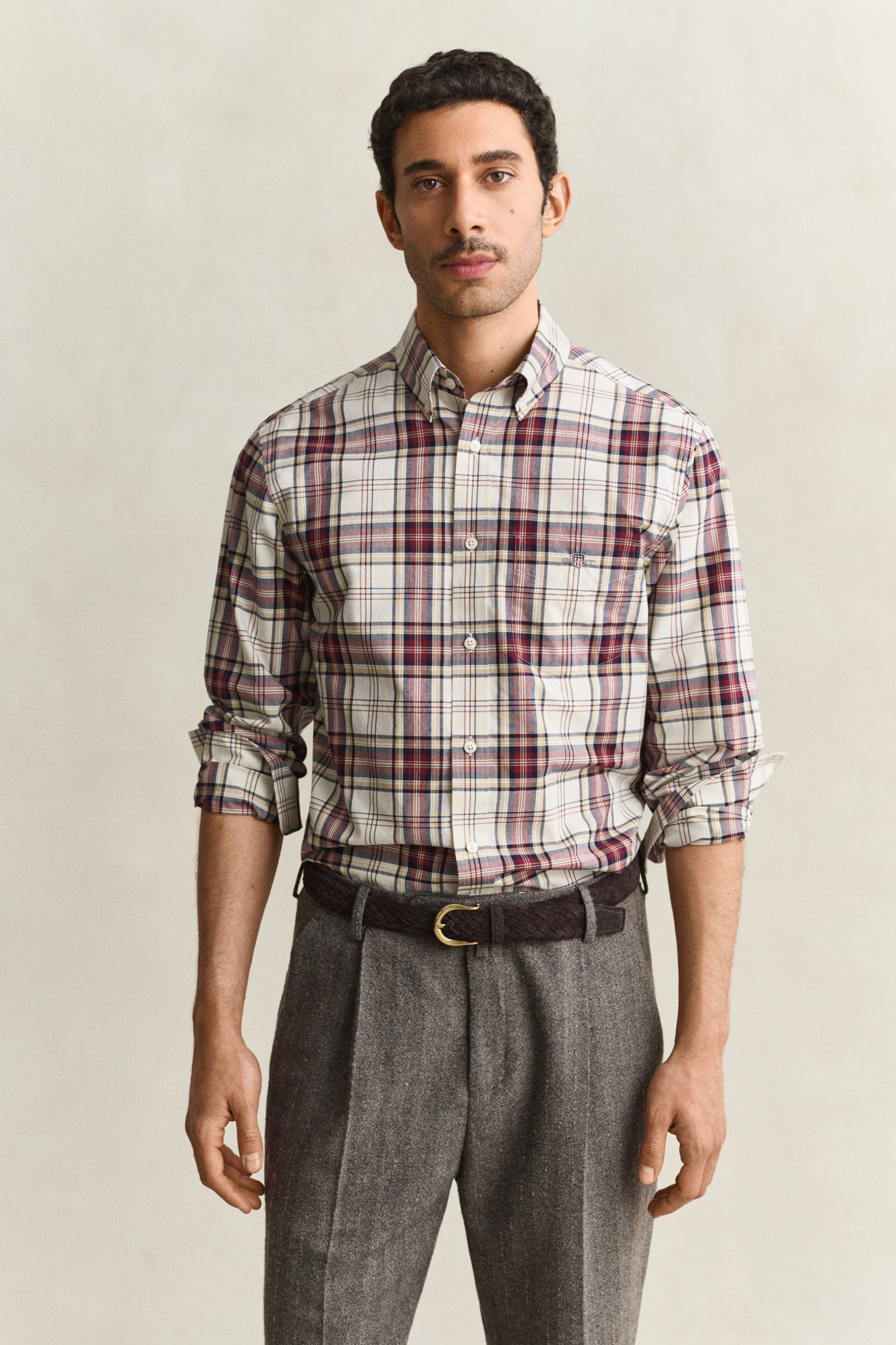 REG POPLIN CHECK SHIRT, DEEP GRAPE WINE #2