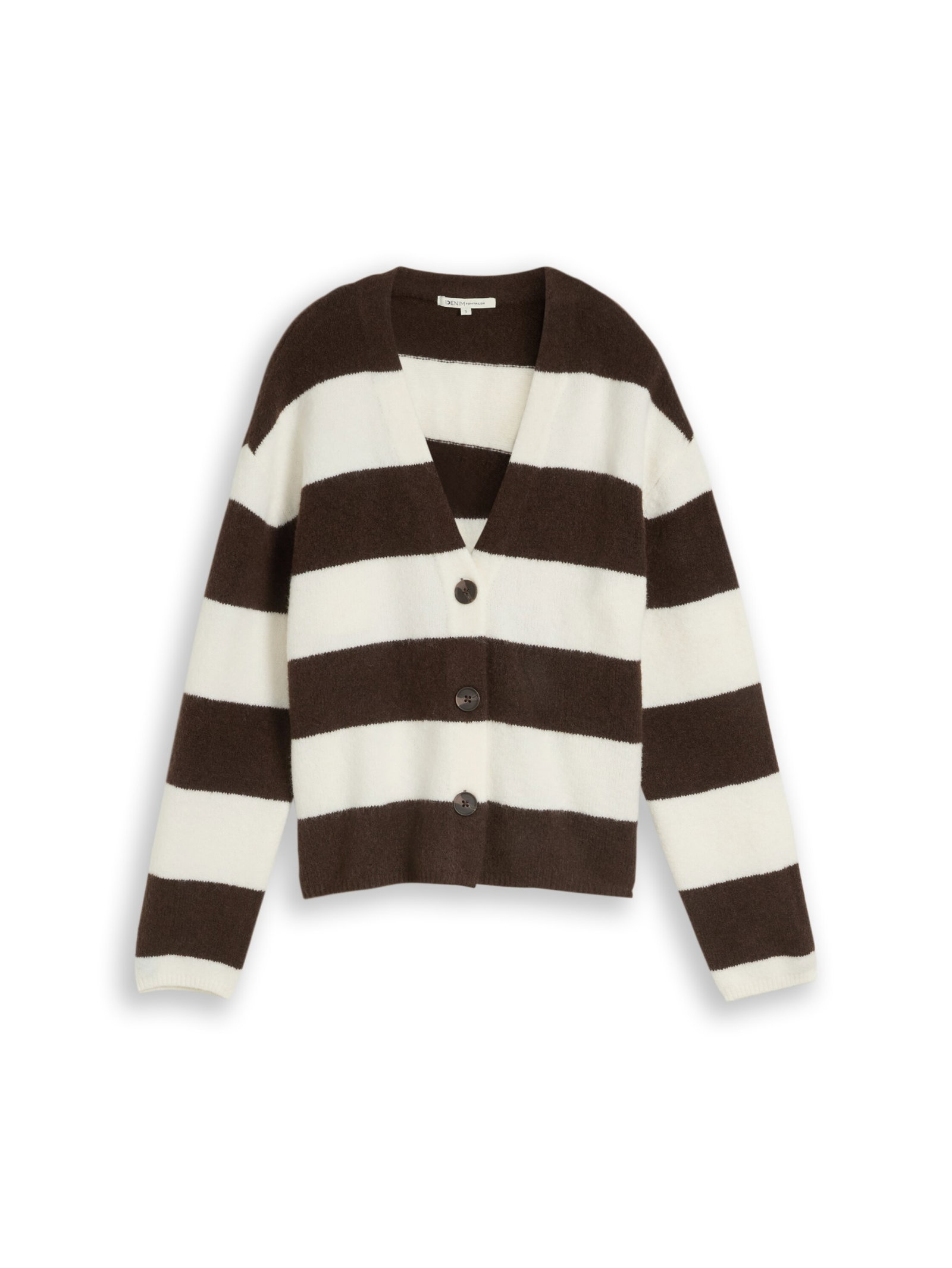 cozy knit cardigan, big brown white stripe #7