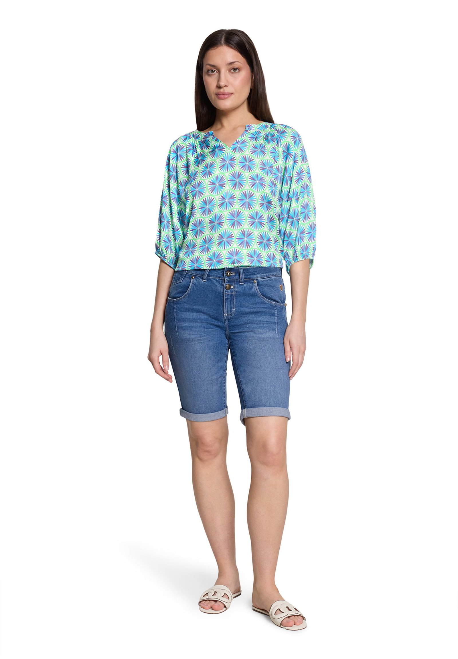 Cartoon |  Cartoon Druckbluse  | 46 | green/blue