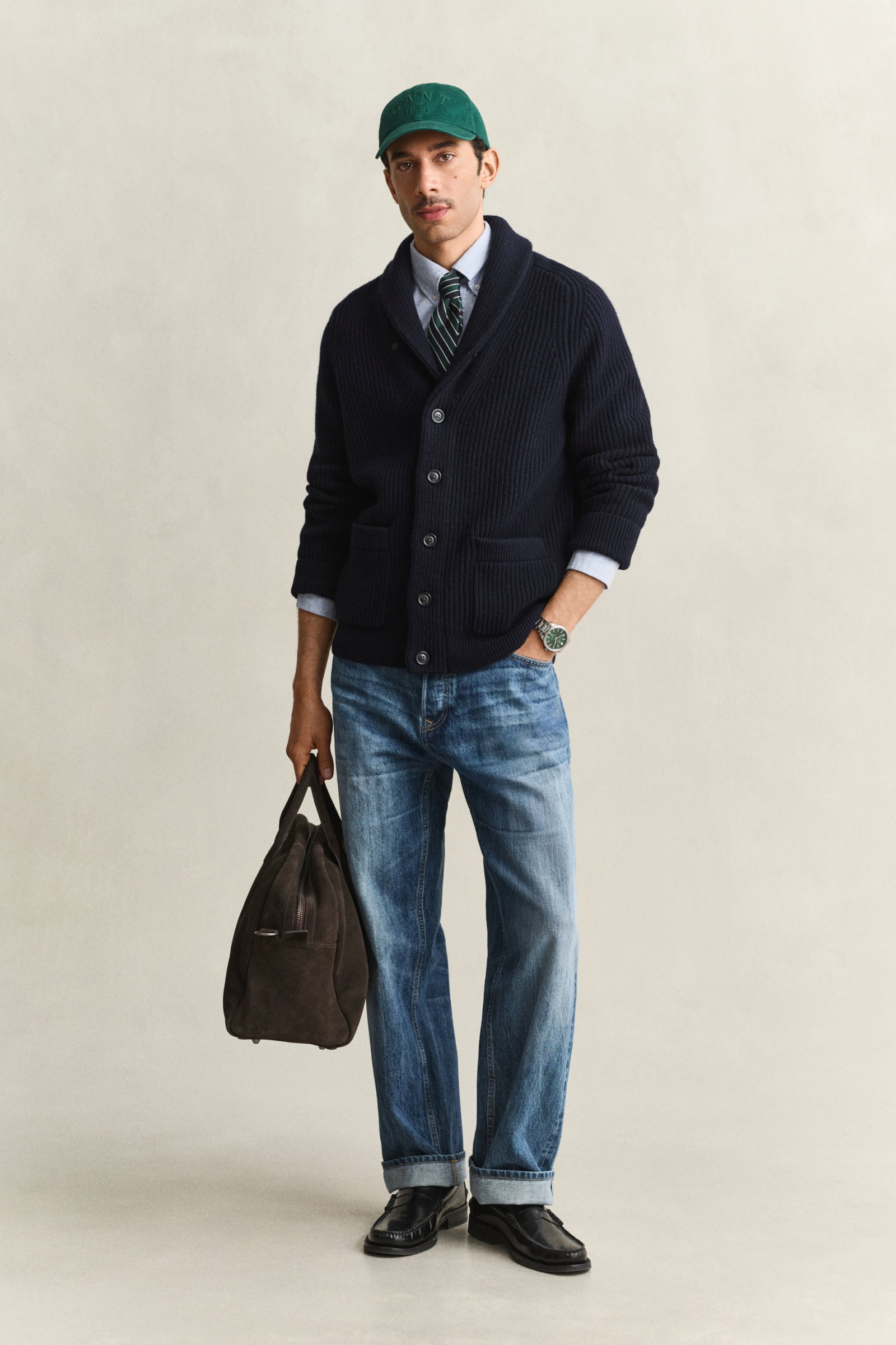 RIBBED WOOL BLEND SHAWL CARDIGAN, EVENING BLUE #5