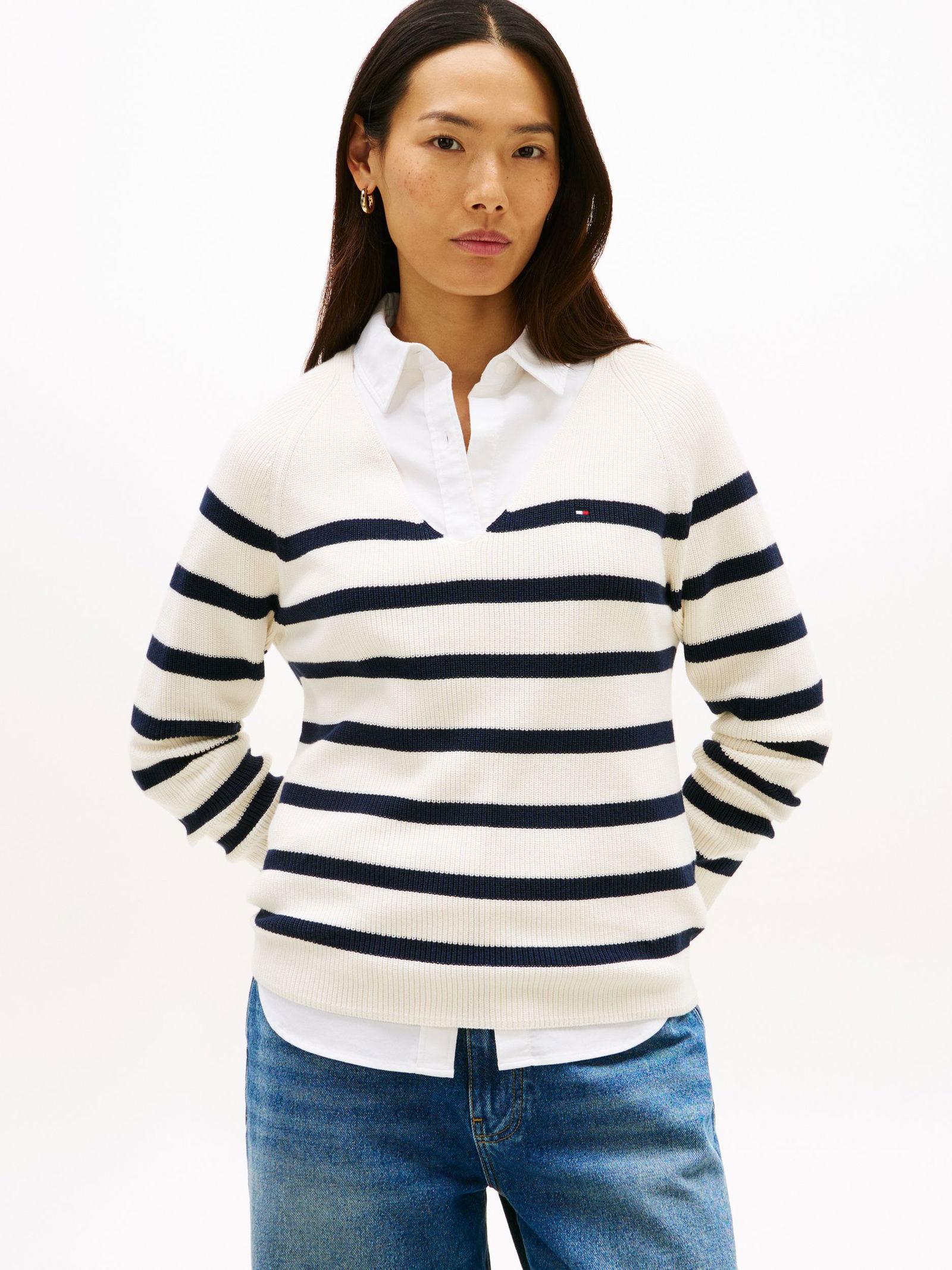 Tommy Hilfiger | Tommy Hilfiger Pullover | S | ivory petal/dark night navy stp
