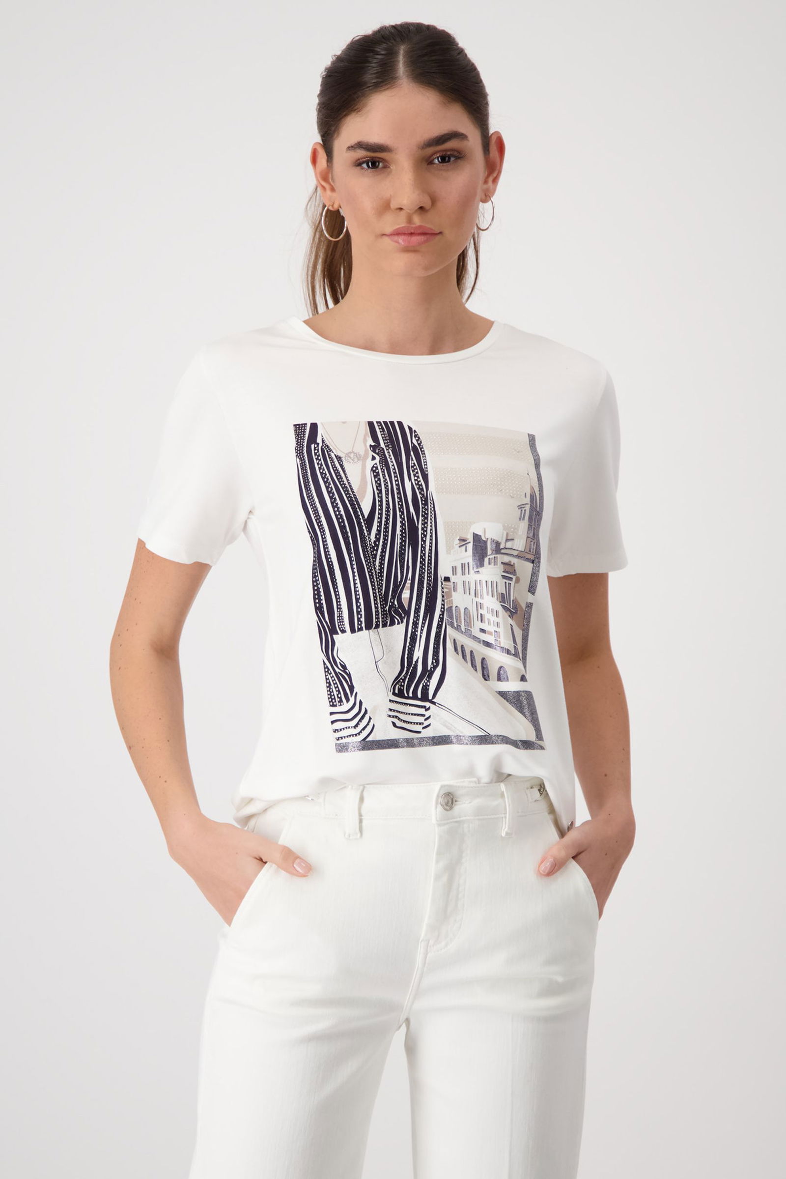 Monari |  T-Shirt, off-white | 44 | off-white