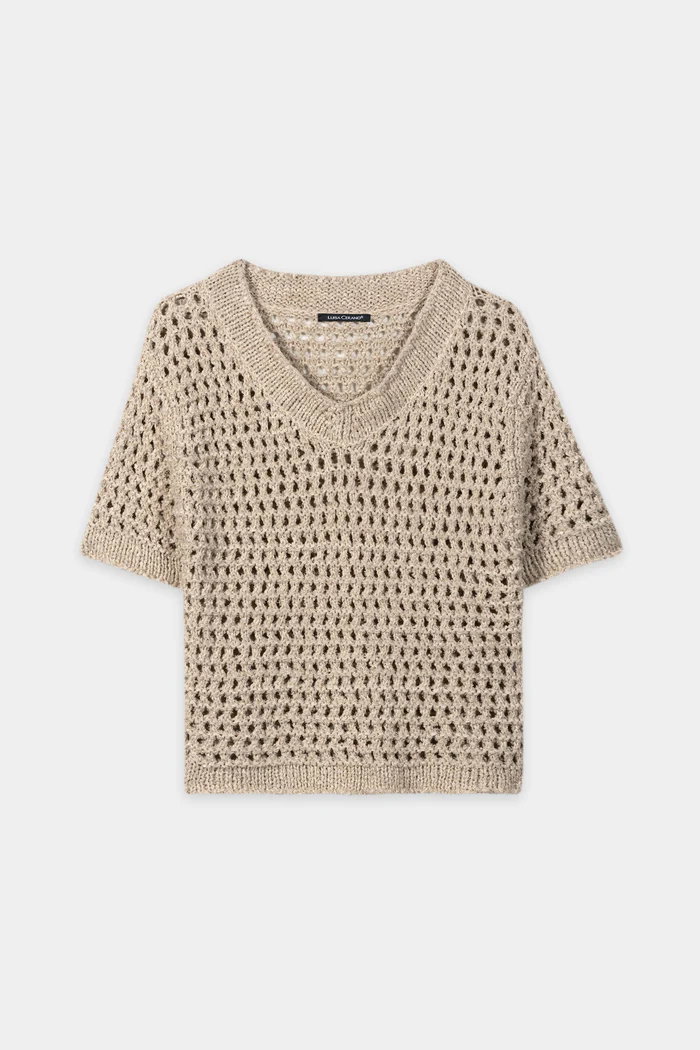 Luisa Cerano Pailletten-Netzstrick-Pullover #2