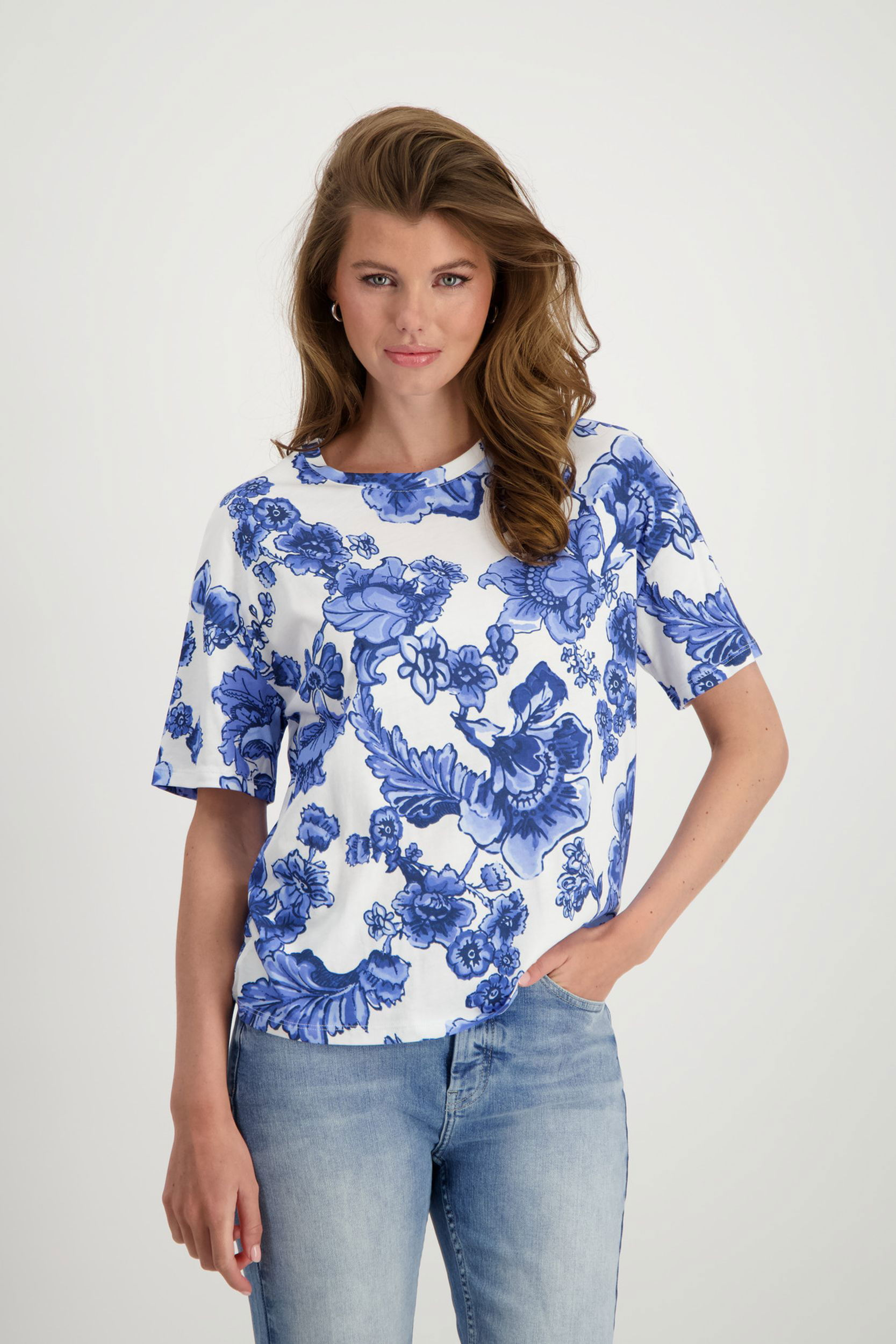 T-Shirt, denim blue gemustert