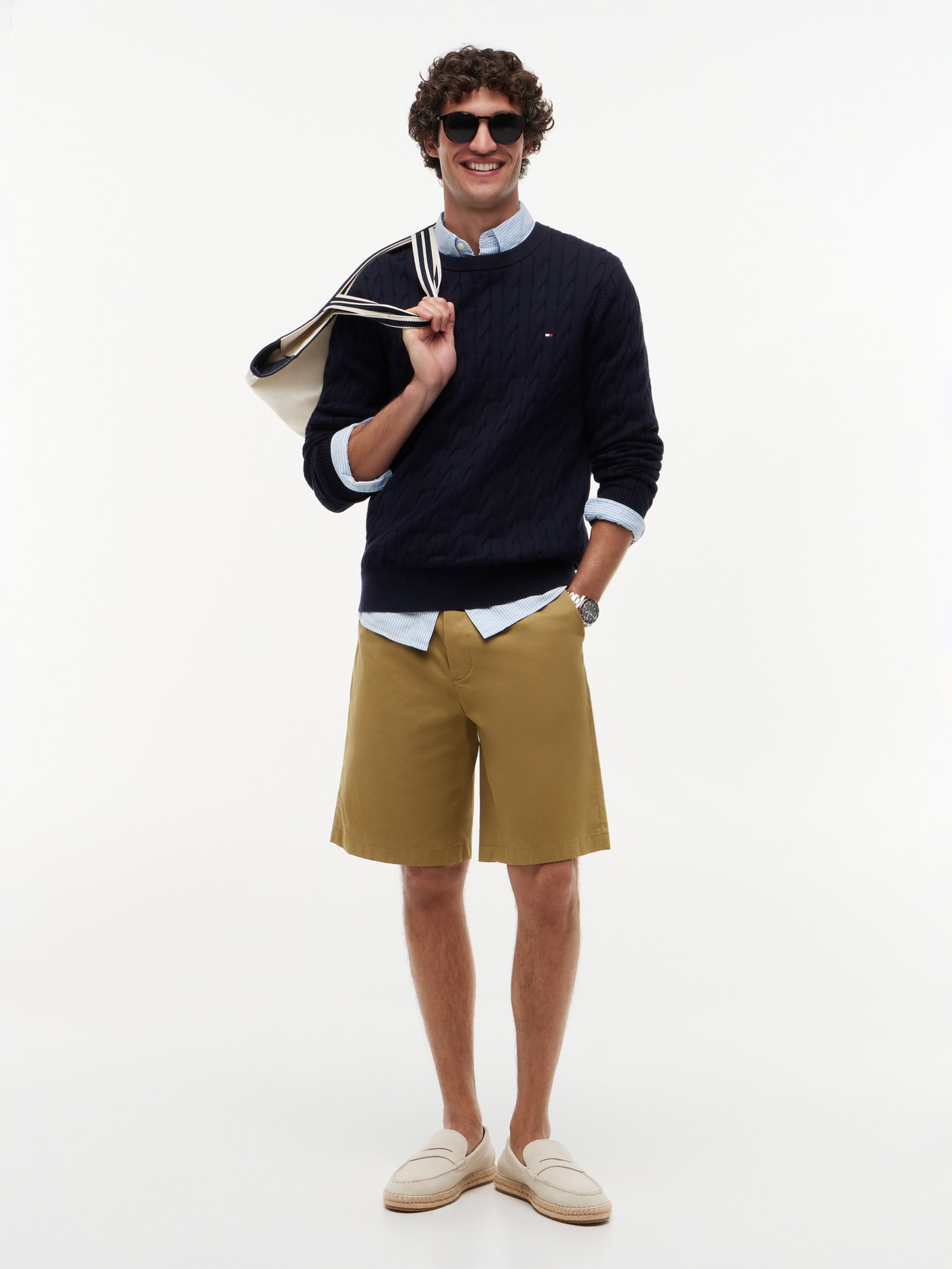 CLASSIC COTTON CABLE CREW NECK, BLUE #5
