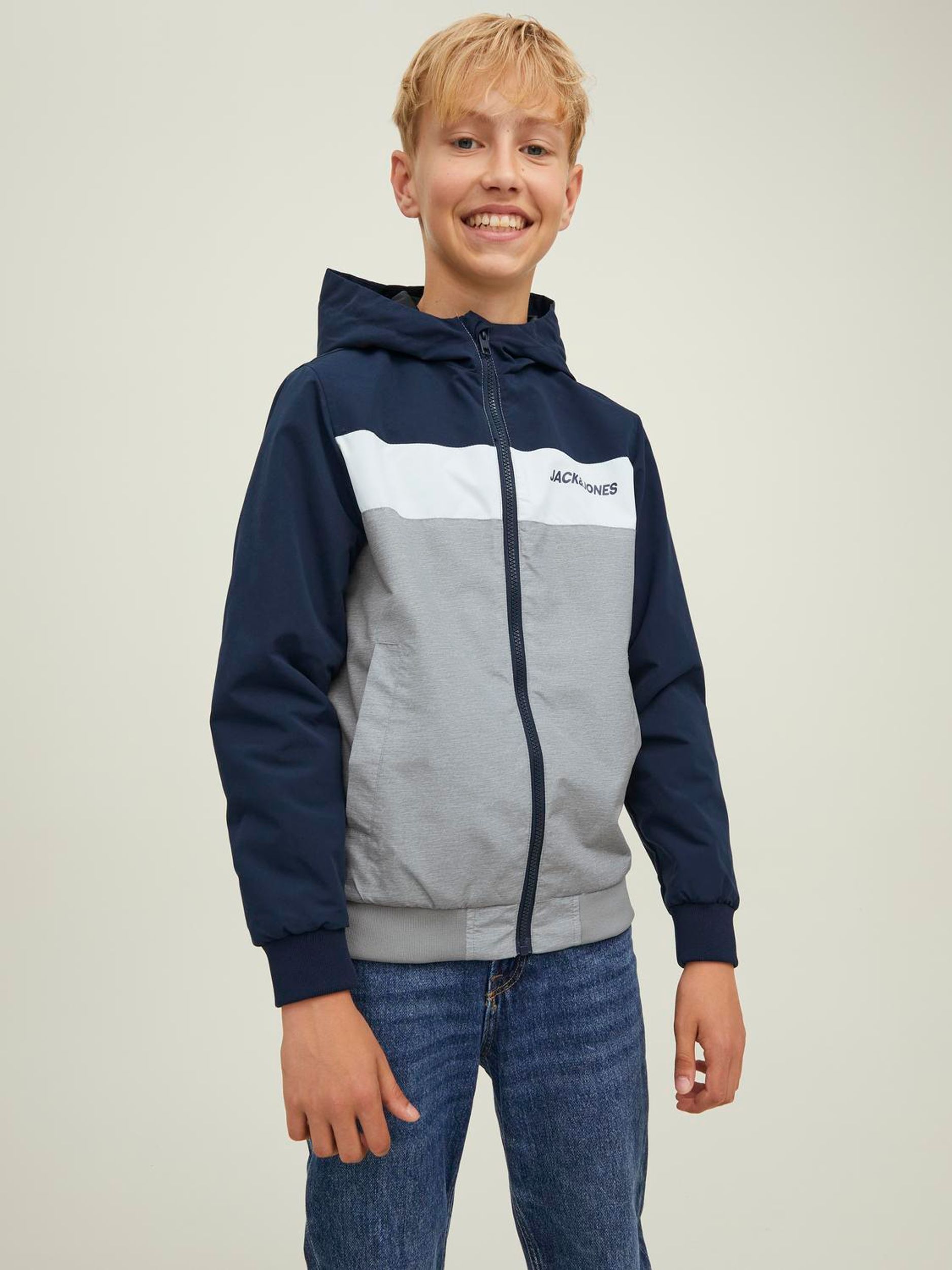 Jack&Jones |  JJERUSH BLOCKING HOOD BOMBER NOOS JNR | 164 | navy blazer