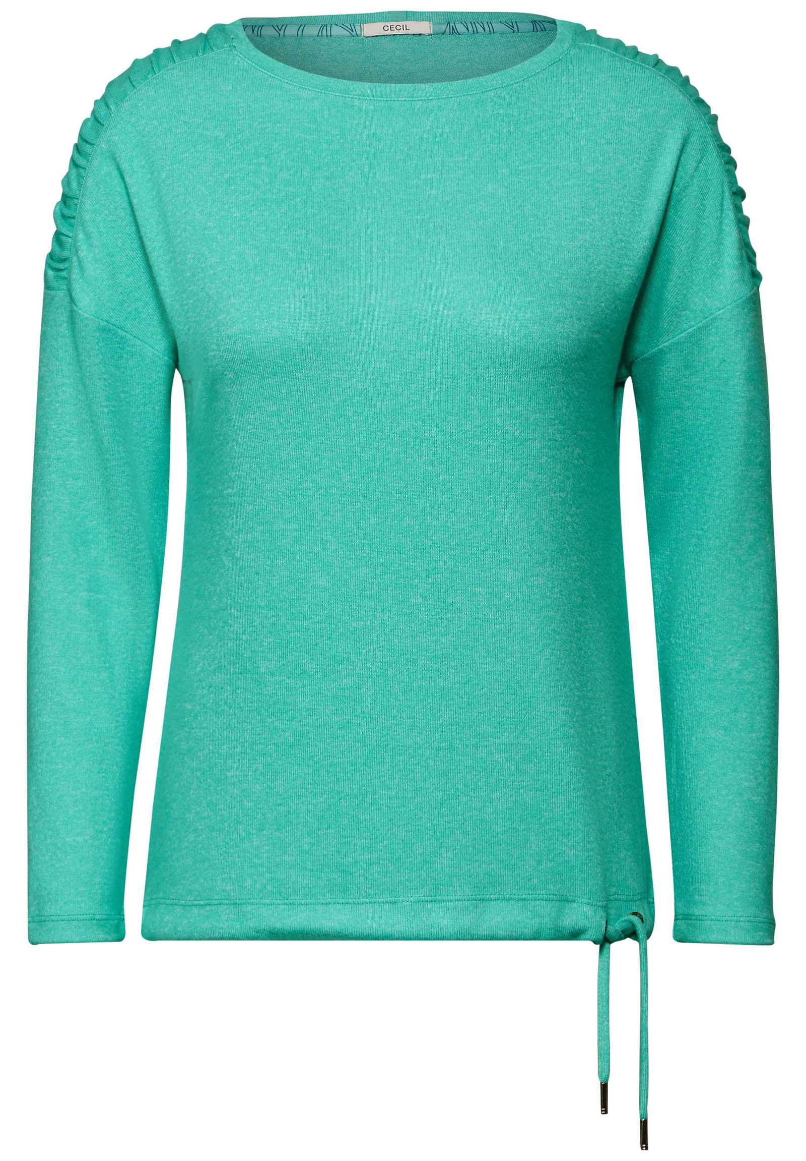  |  Solid Cosy Gathered T-Shirt, aventurine green melange | M