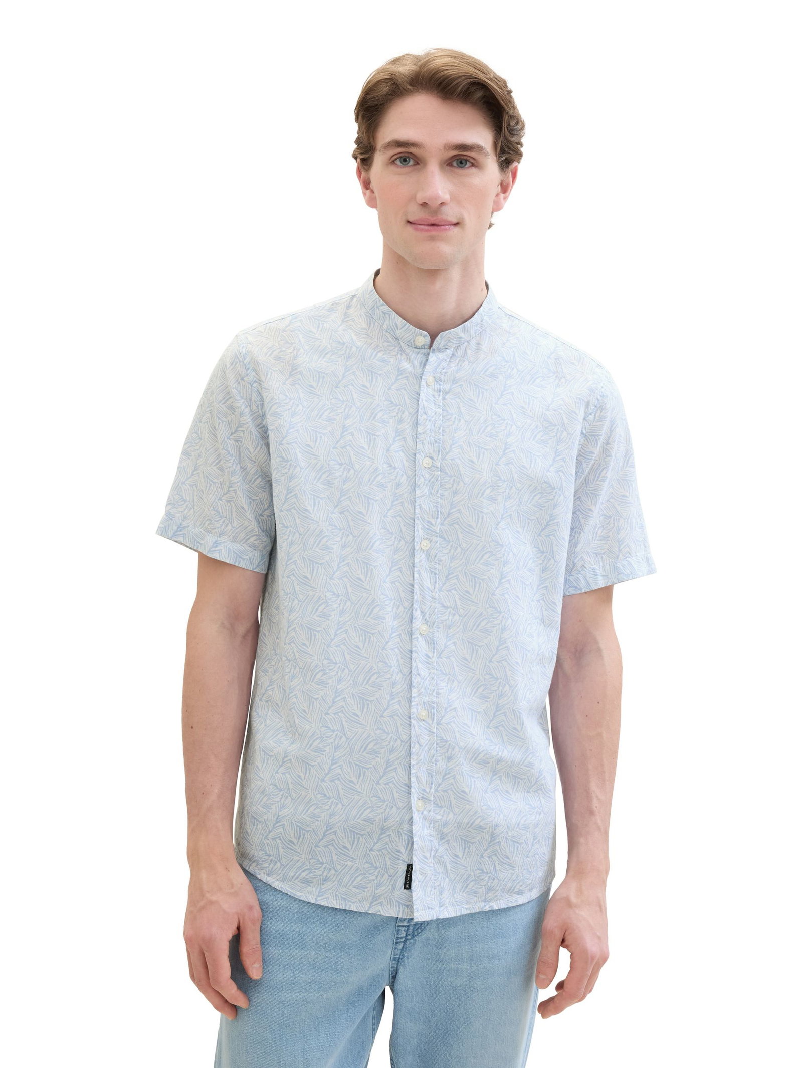 Tom Tailor |  Tom Tailor Hemd Regular Fit  | XL | windsurf blue wavy leaf design