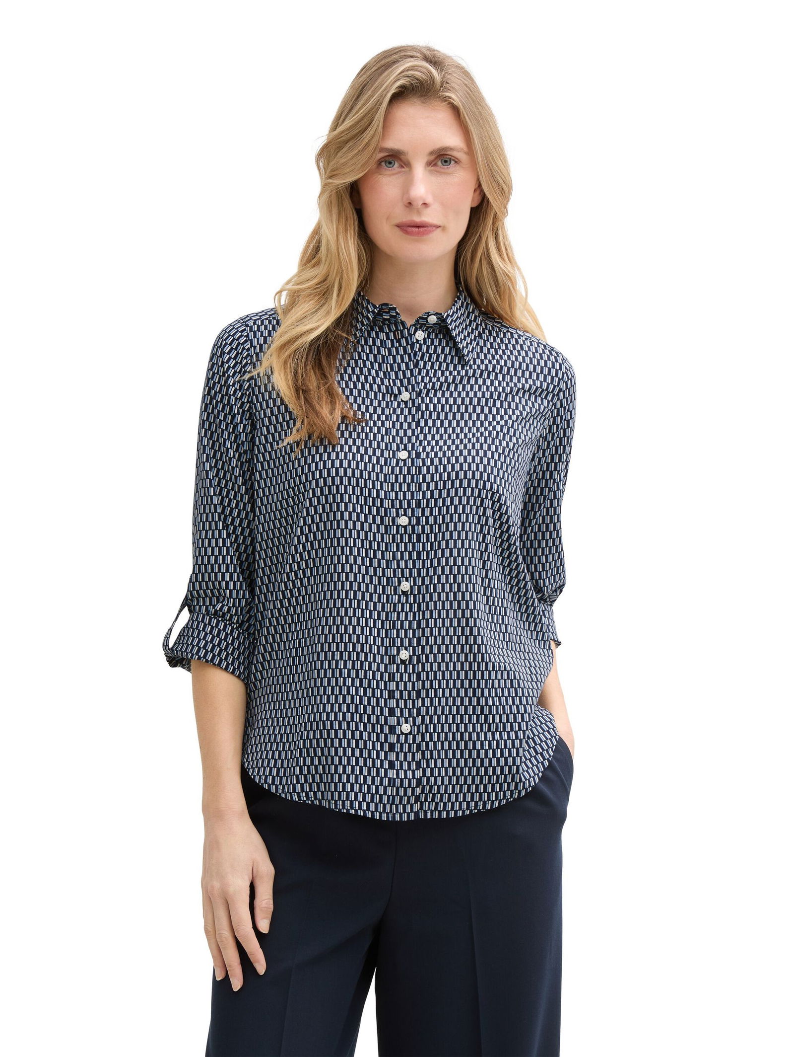 Tom Tailor |  Tom Tailor Druckbluse  | 36 | printed blue white minimal