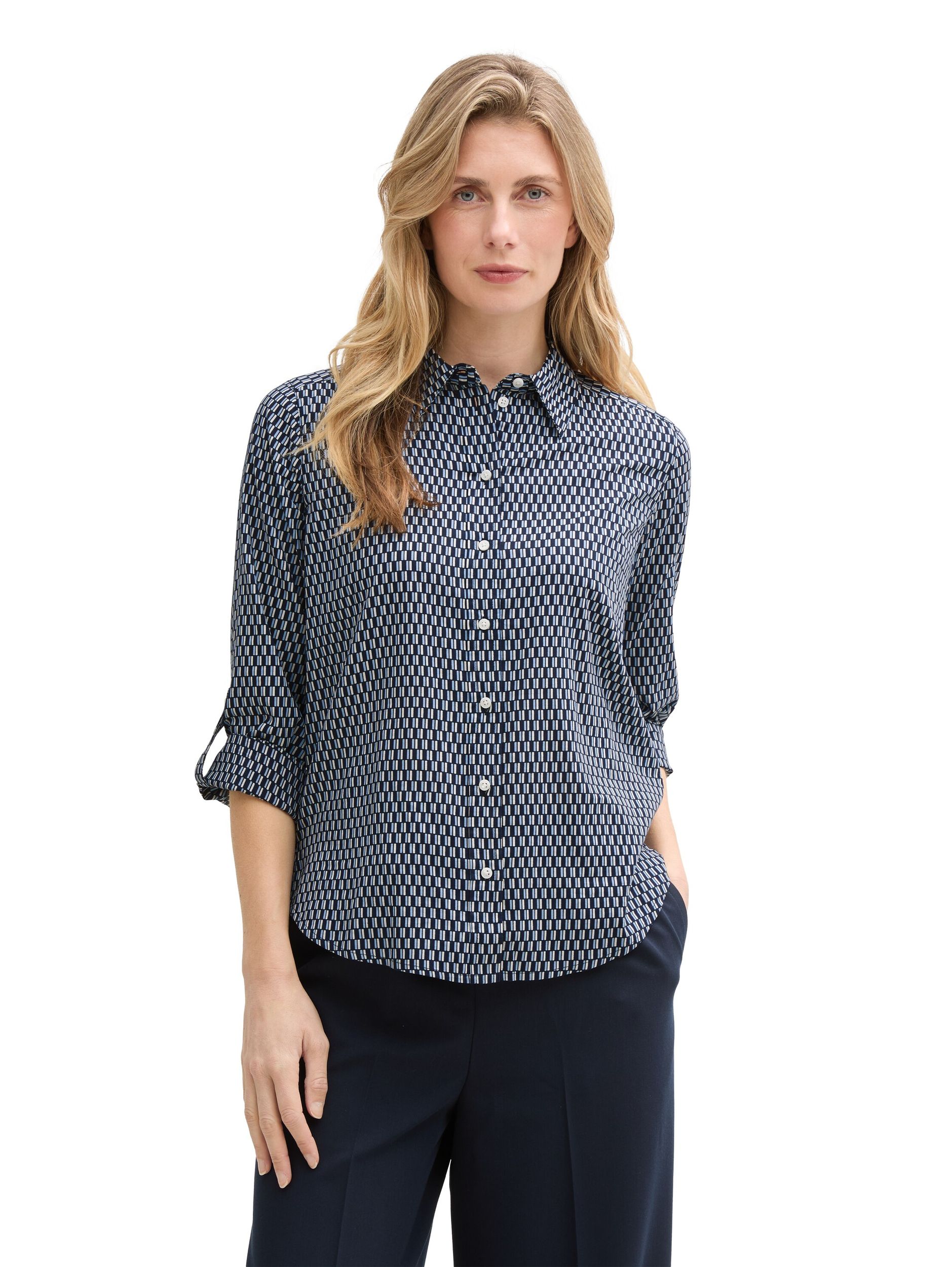Tom Tailor |  Tom Tailor Druckbluse  | 36 | printed blue white minimal
