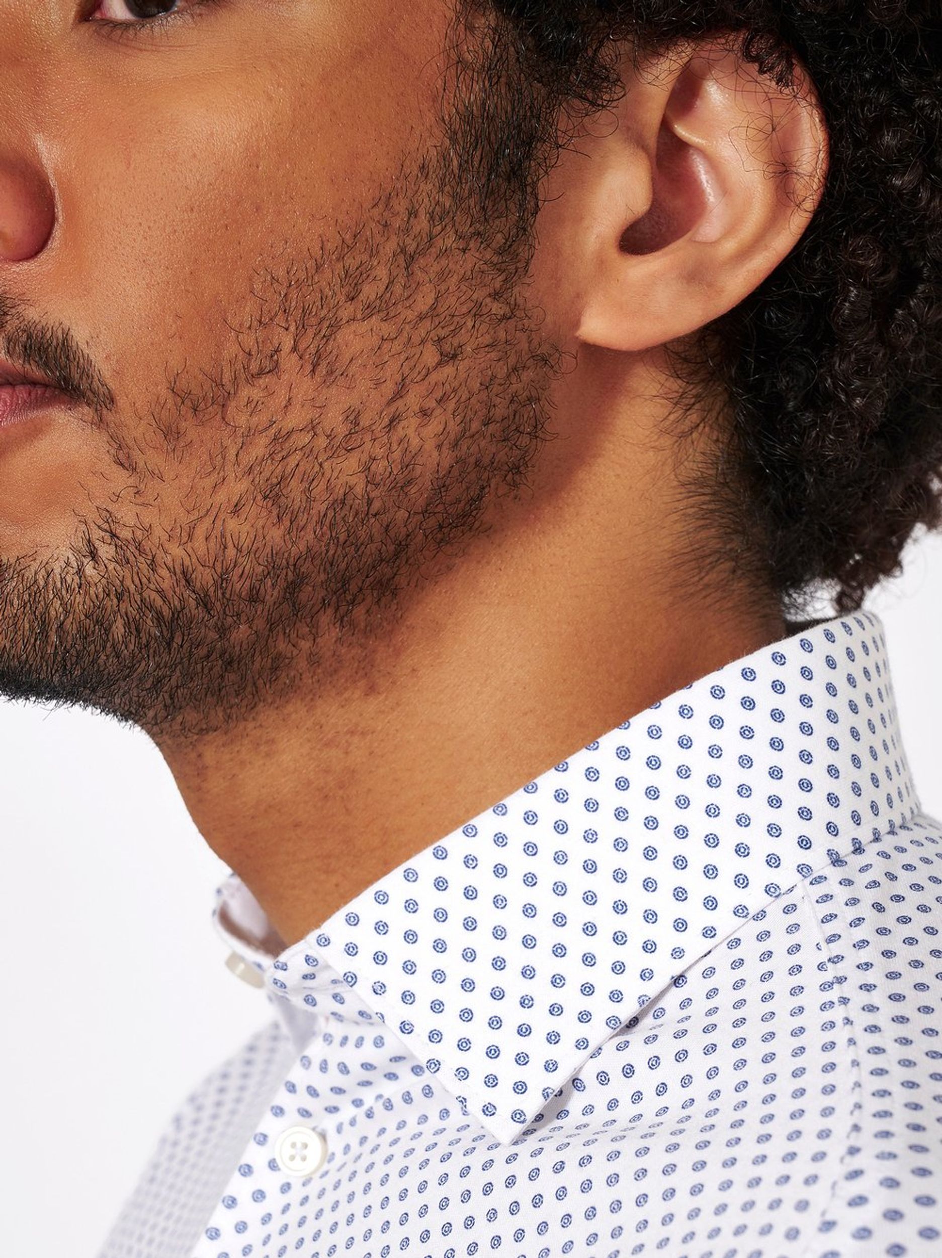 DESOTO |  DESOTO Hemd Slim Fit  | S | white with blue dots