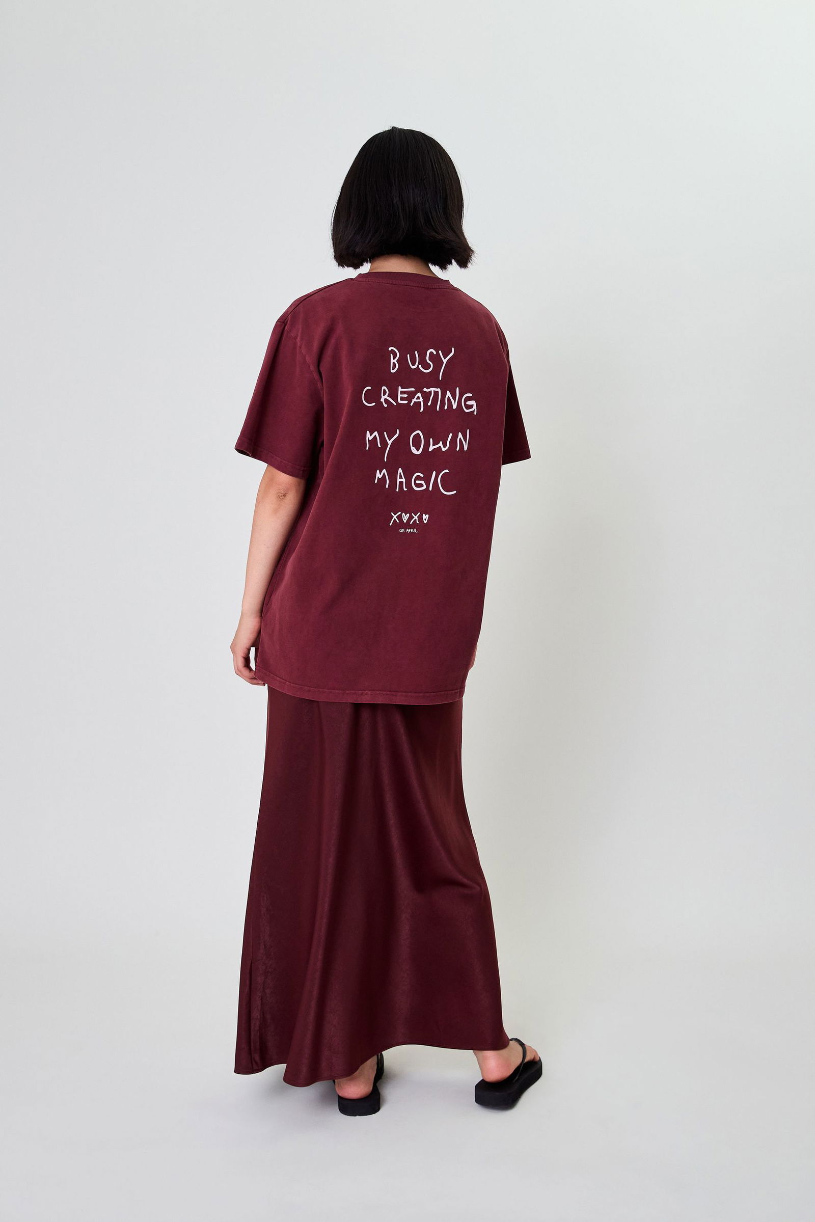 Oh April | Oh April Jaelynn Satin Skirt Cherrywood | S | 1202_3006
