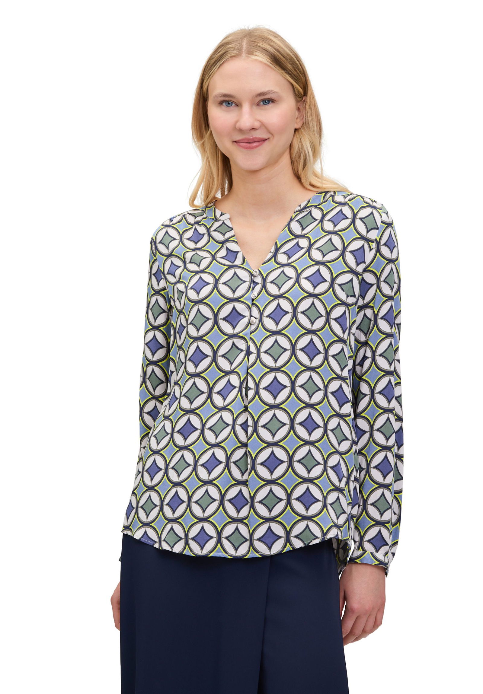  |  Bluse Kurz 1/1 Arm, Blue/Green | 44 | blau/grün