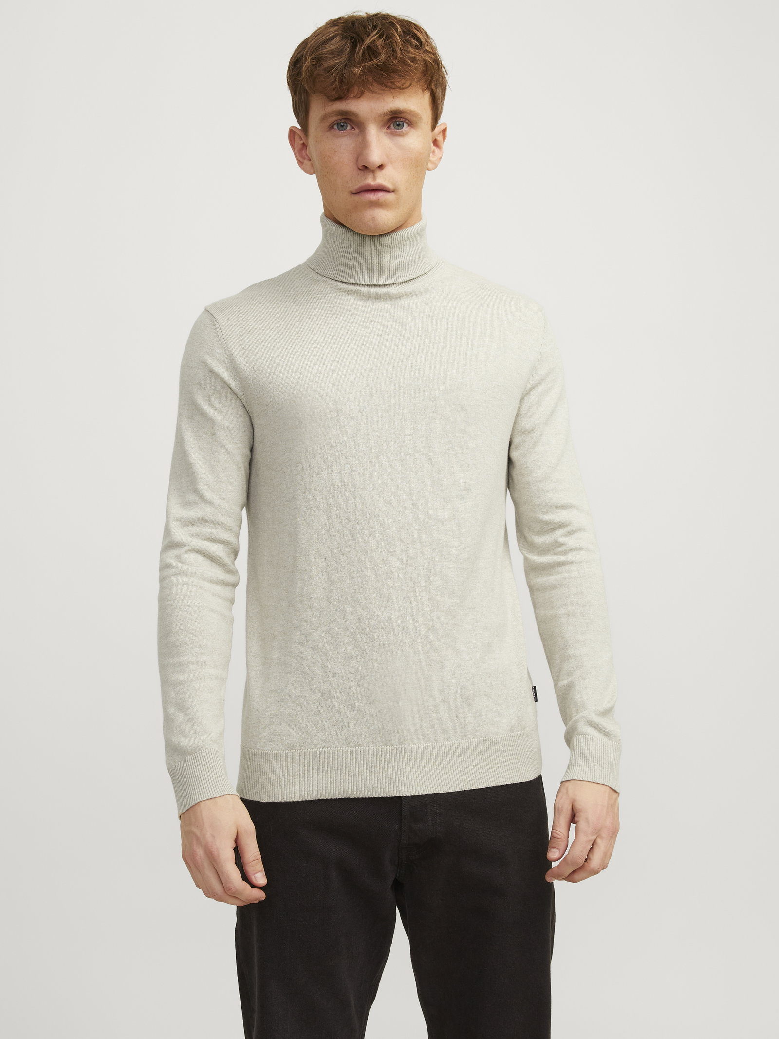JJEEMIL KNIT ROLL NECK NOOS, Oatmeal/Melange #7