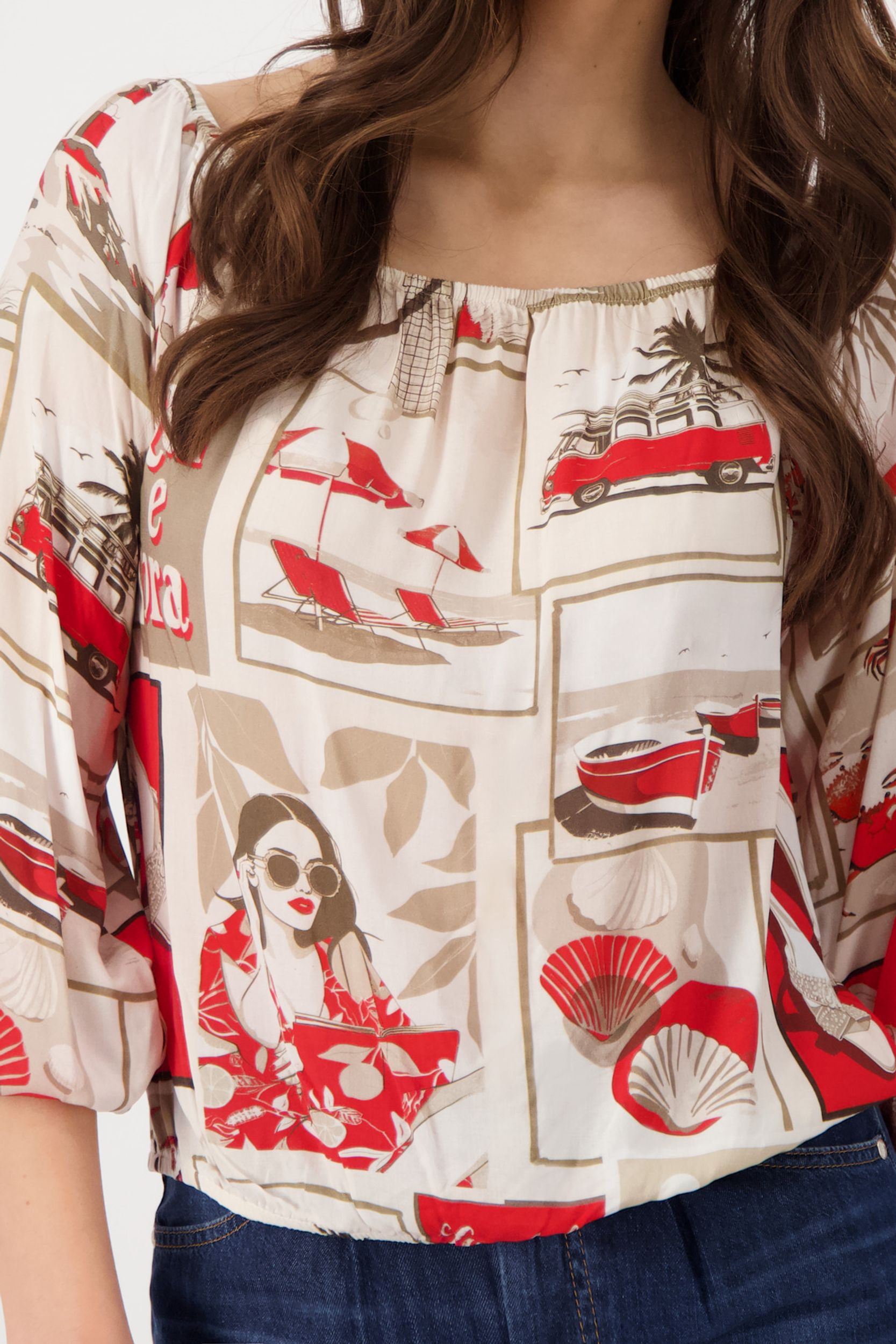 Monari |  Monari Druckbluse  | 46 | red gemustert