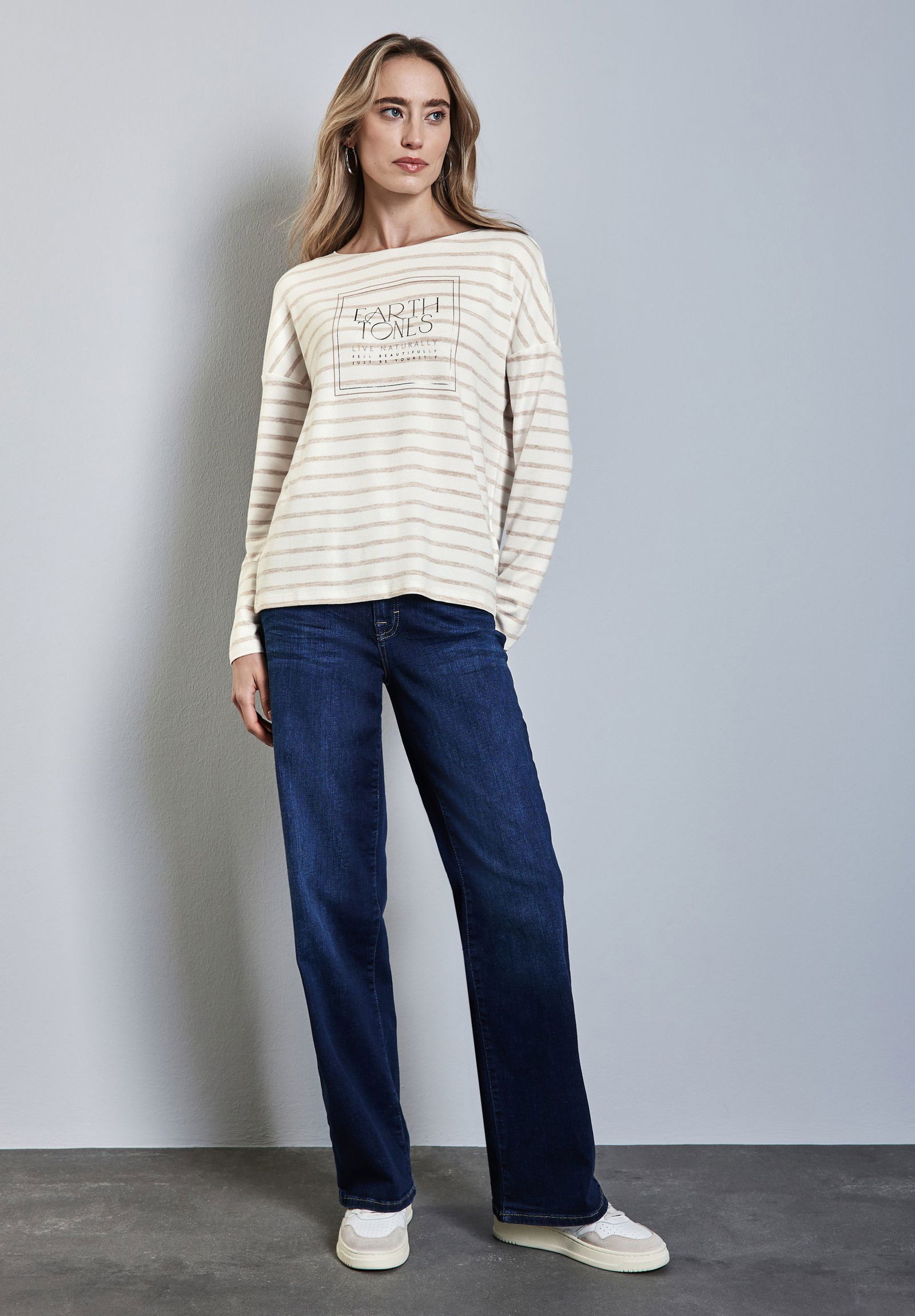  |  Folienprint Streifenshirt | 36 | smooth sand beige