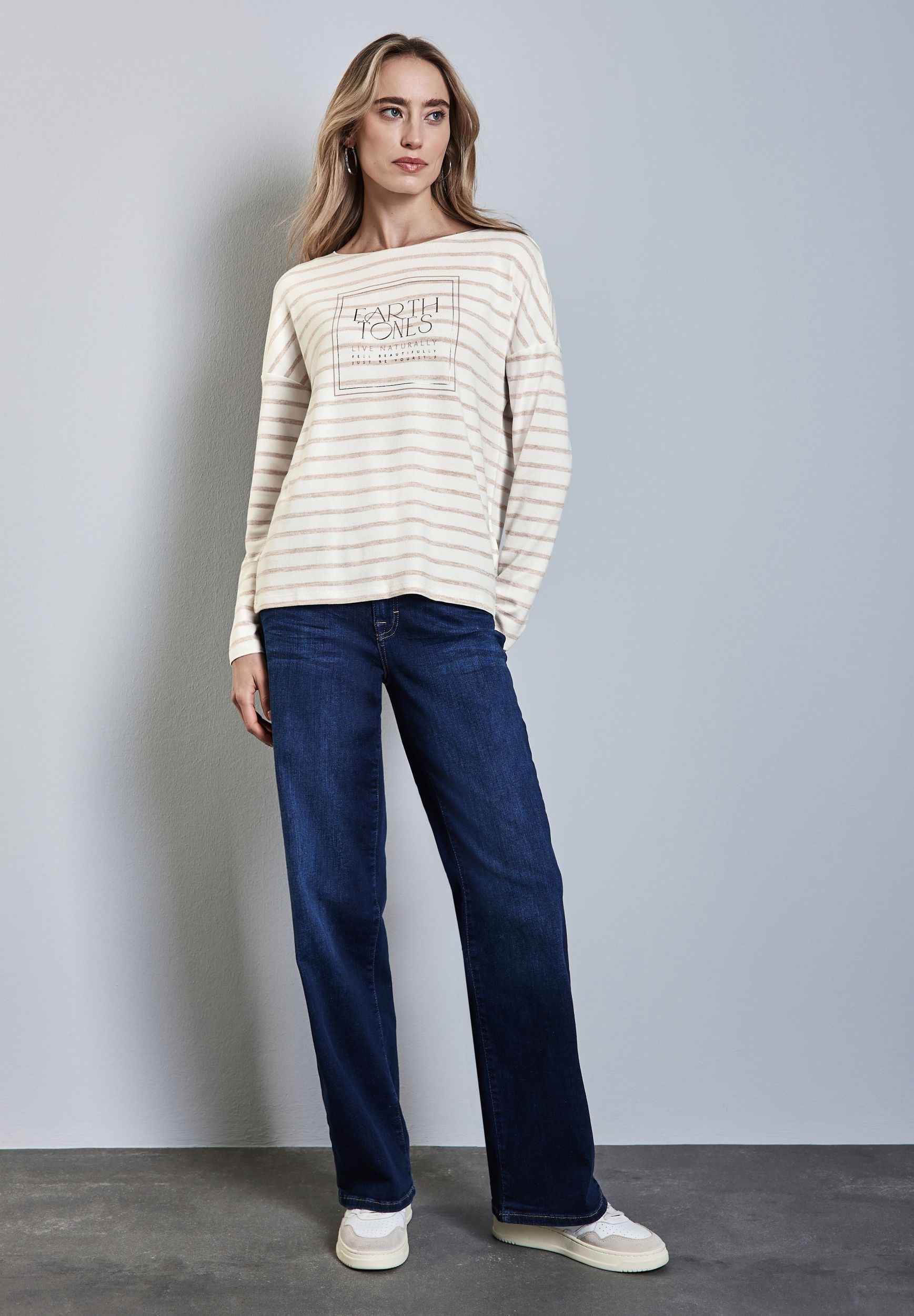  |  Folienprint Streifenshirt | 36 | smooth sand beige