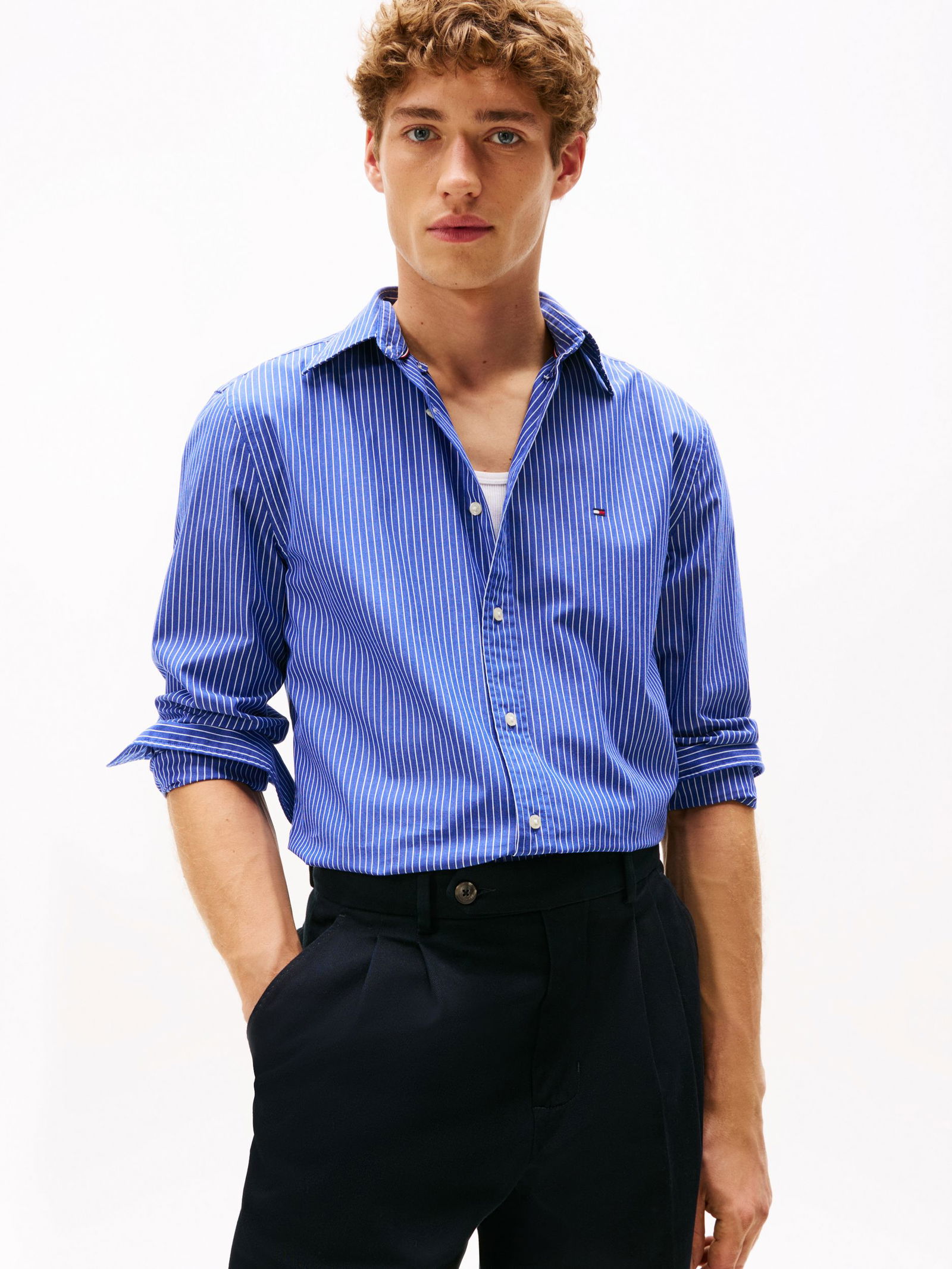 |  CORE HAIRLINE POPLIN RF SHIRT, RED | XXXL | night sky / ivory petal