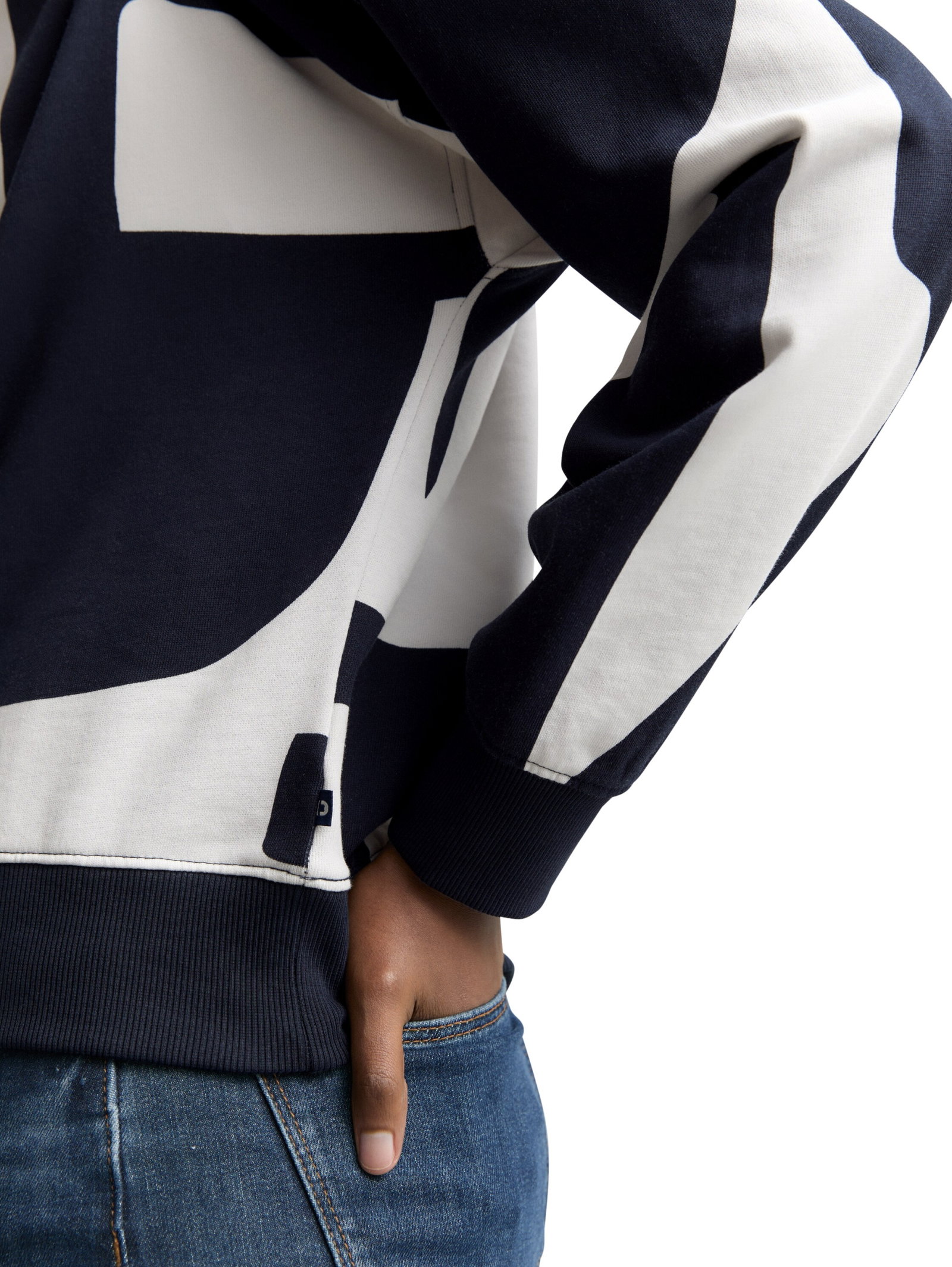 printed sweatshirt, navy white big scale print #5