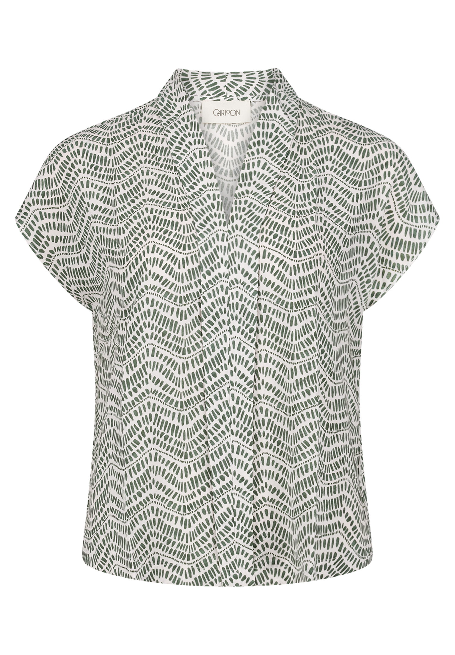Bluse Kurz 1/2 Arm, Cream/Khaki #1