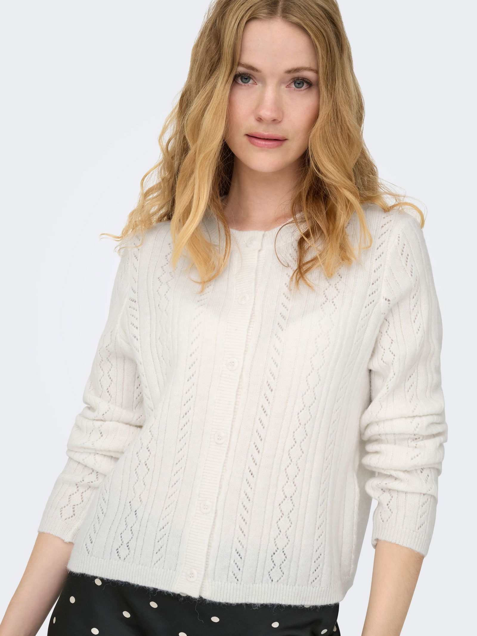|  JDYAPRIL LIFE L/S O-NECK CARDIGAN K, Bright White/MELANGE | XS