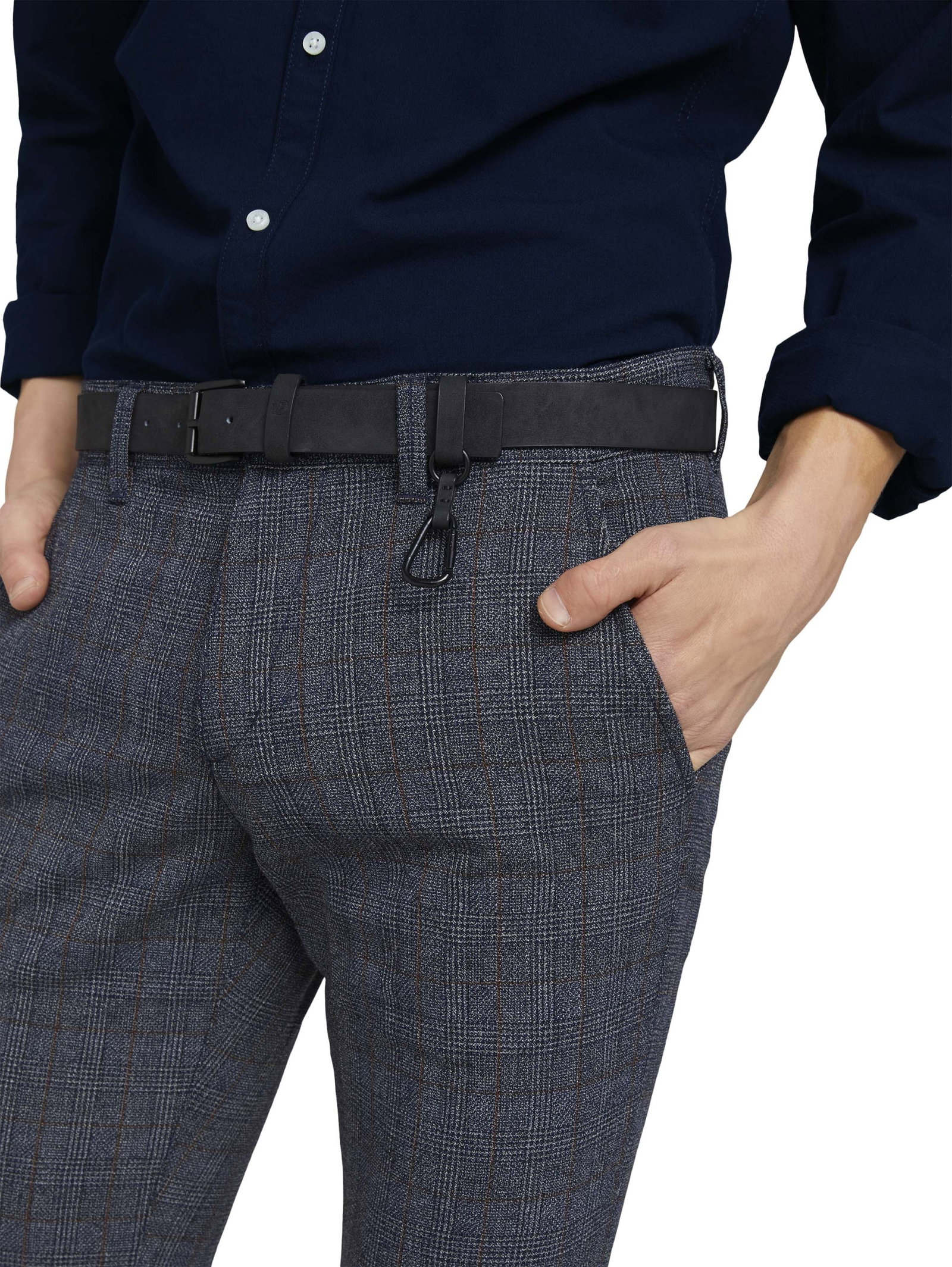 structured straight chino, navy grindle check #5