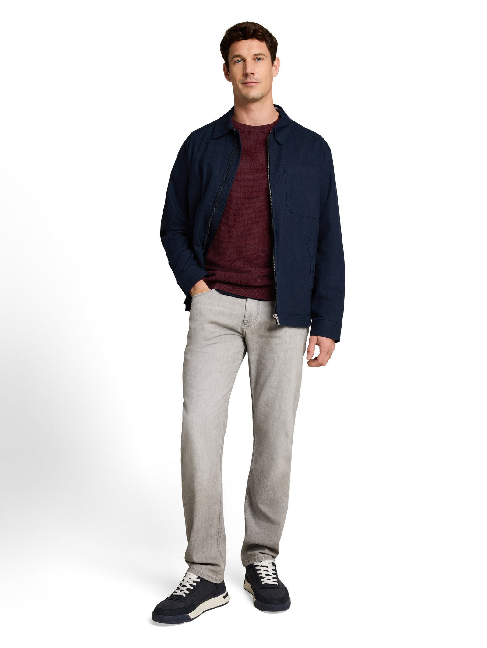 mouline structured crew neck k, red navy mouline #3