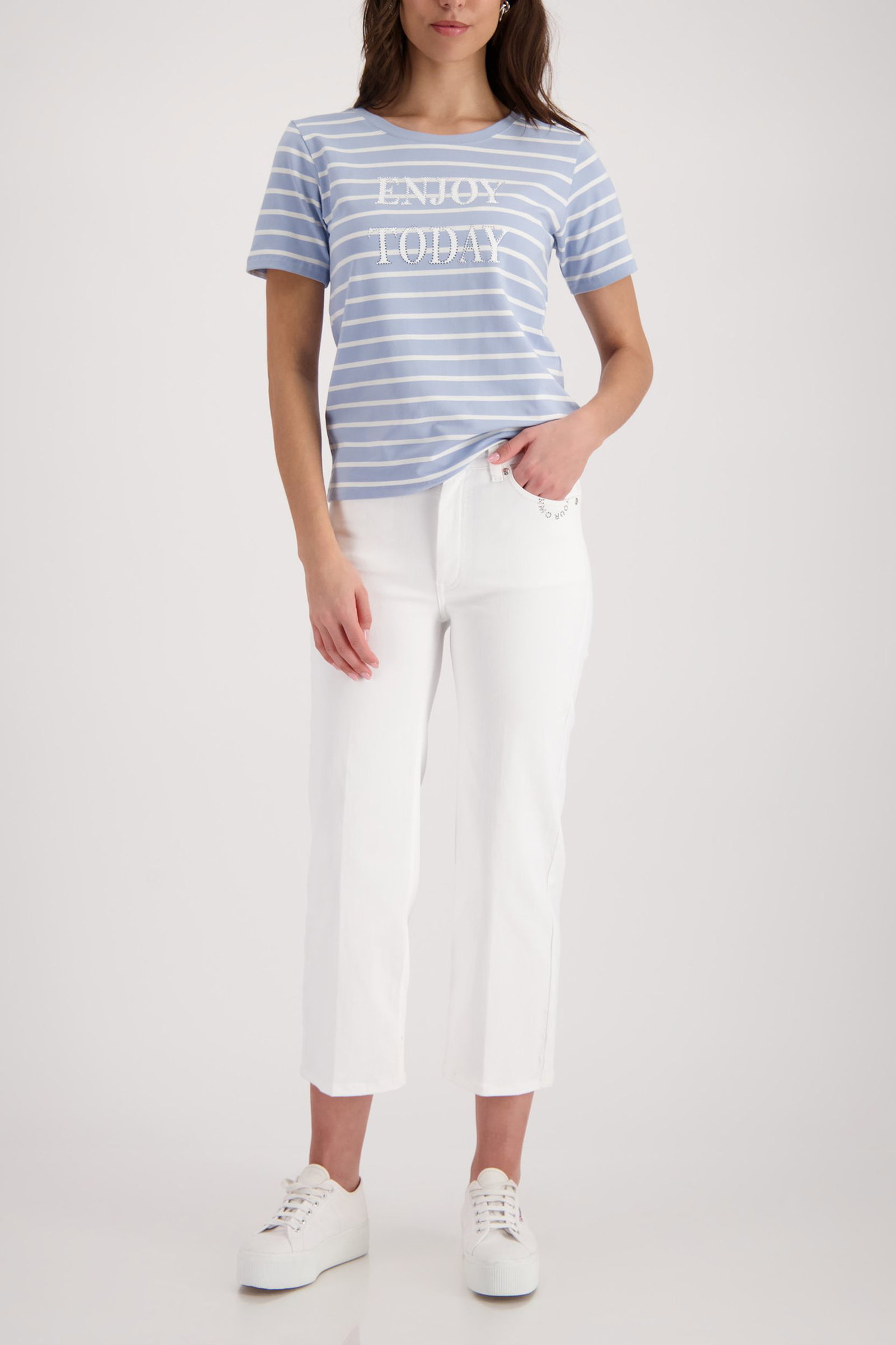 Monari |  T-Shirt, sea side ringel | 46