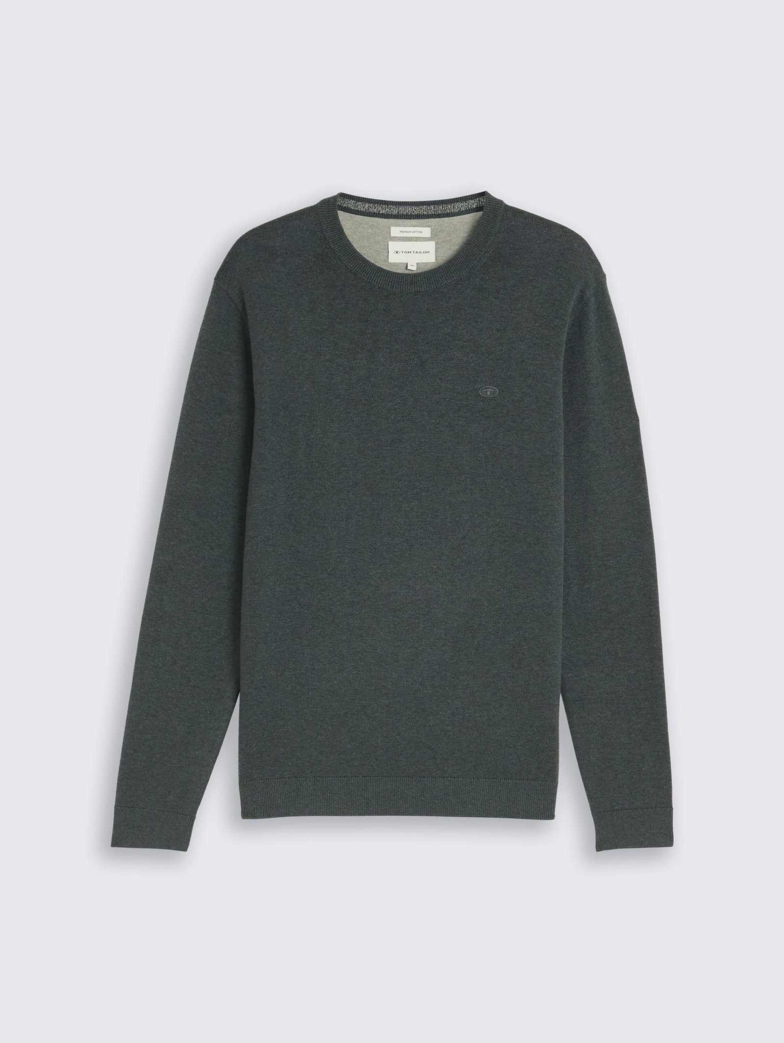 basic crewneck knit, darkest olive melange #7
