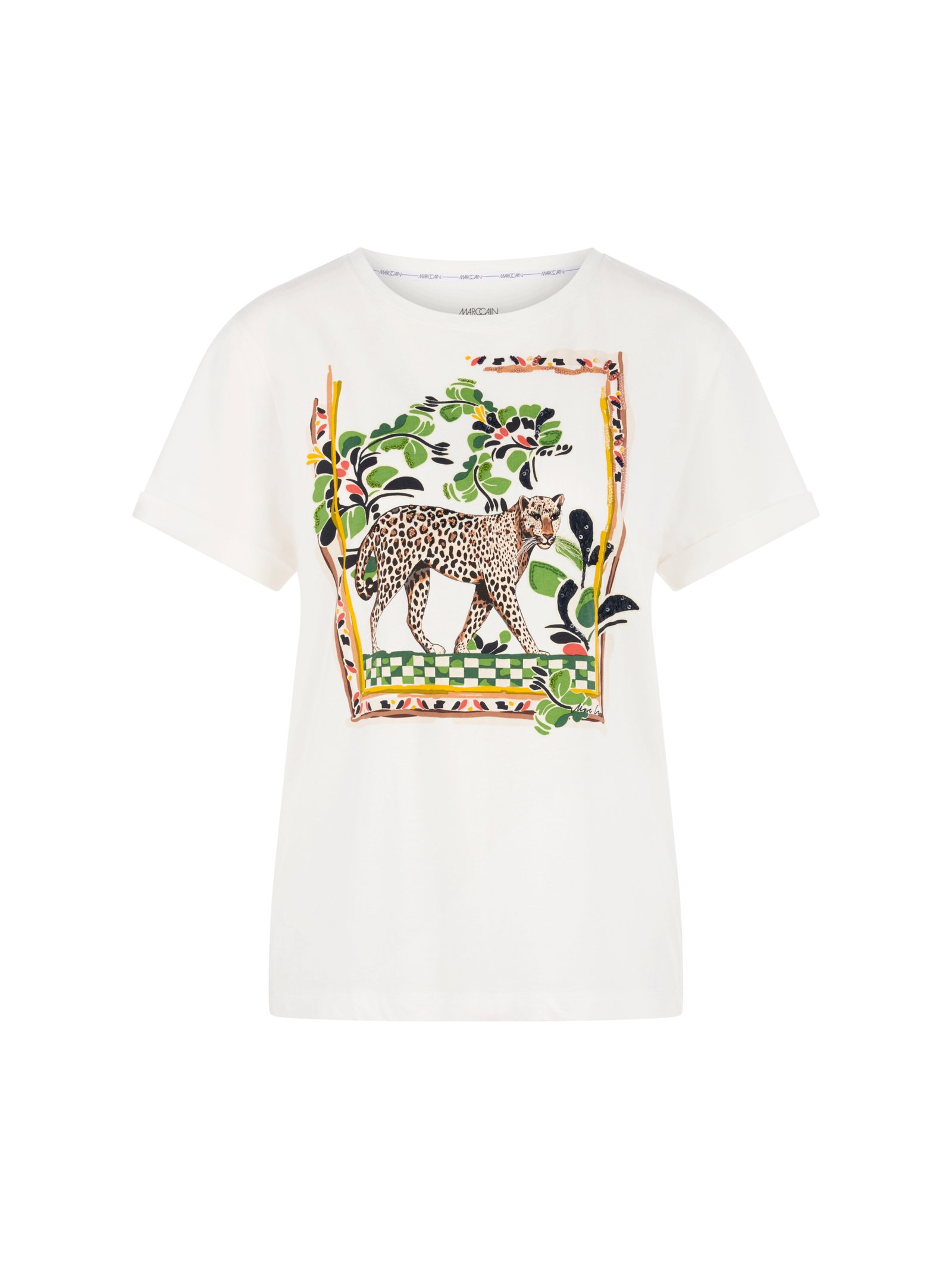 Marc Cain Collections Baumwoll-Shirt mit Leo-Motiv #1