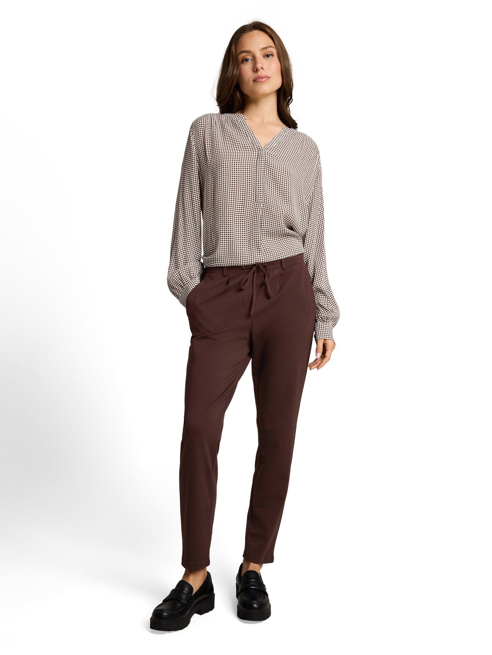 jersey loose fit pants ankle, java dark brown #5