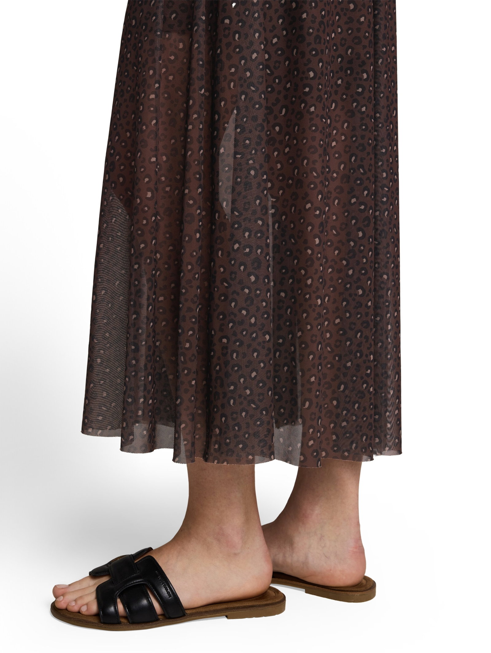midi mesh dress with short lin, brown black leo print #12