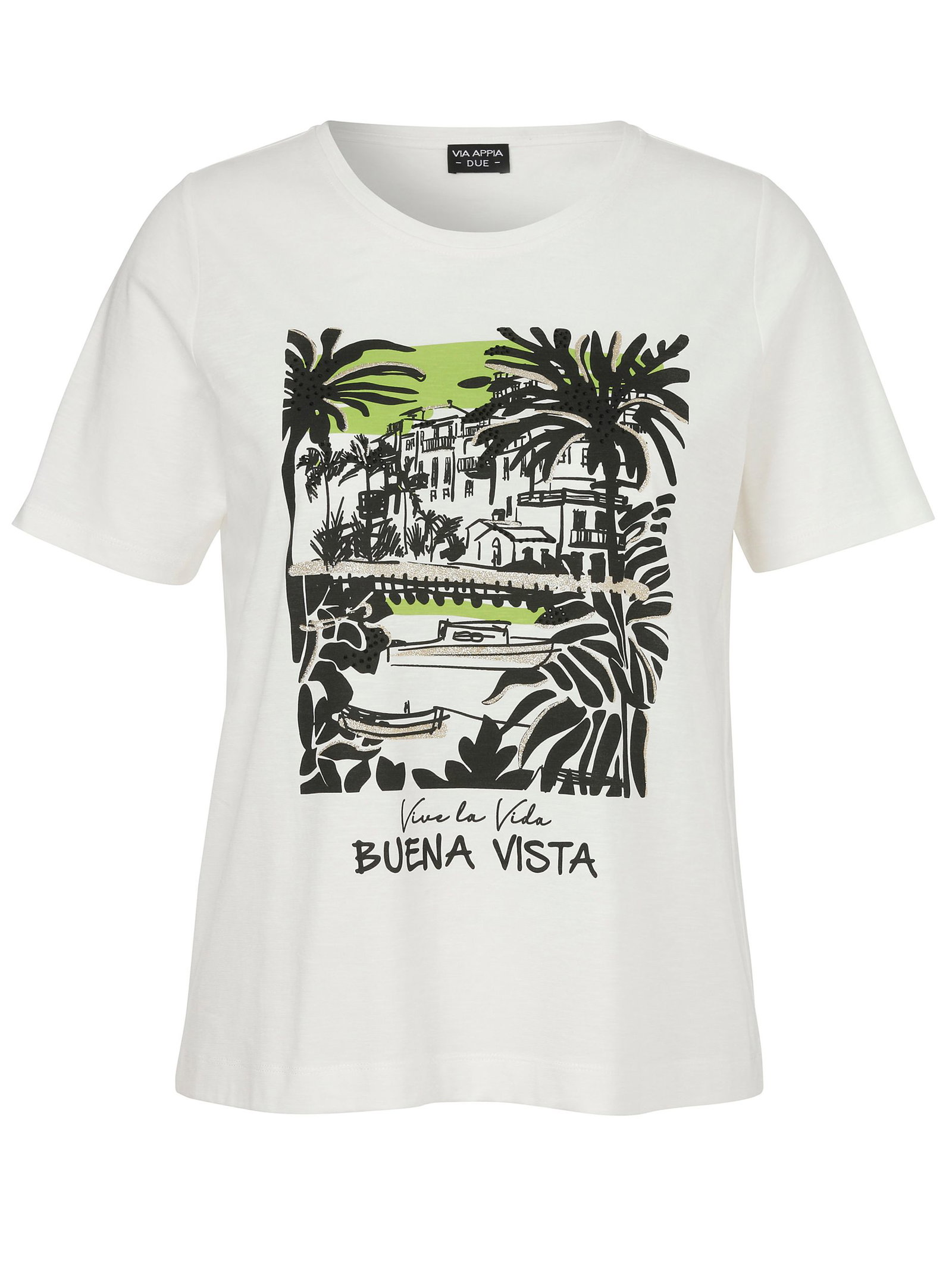 VIA APPIA DUE |  T-Shirt Rundhals 1/2 Arm Motiv | 48 | creme multicolor