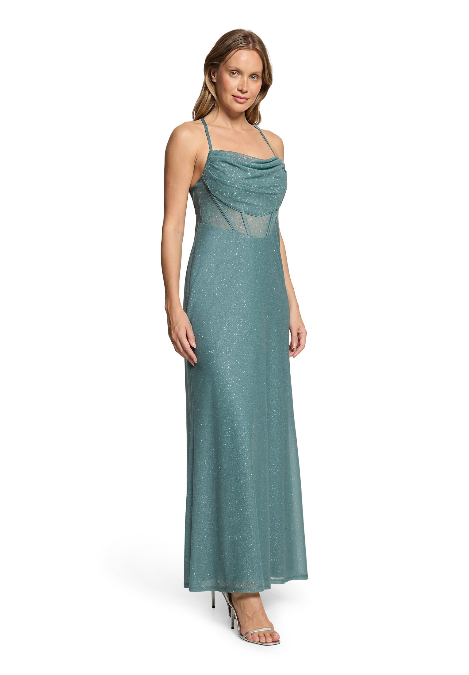 Kleid Lang ohne Arm, Petrol/Grey #5