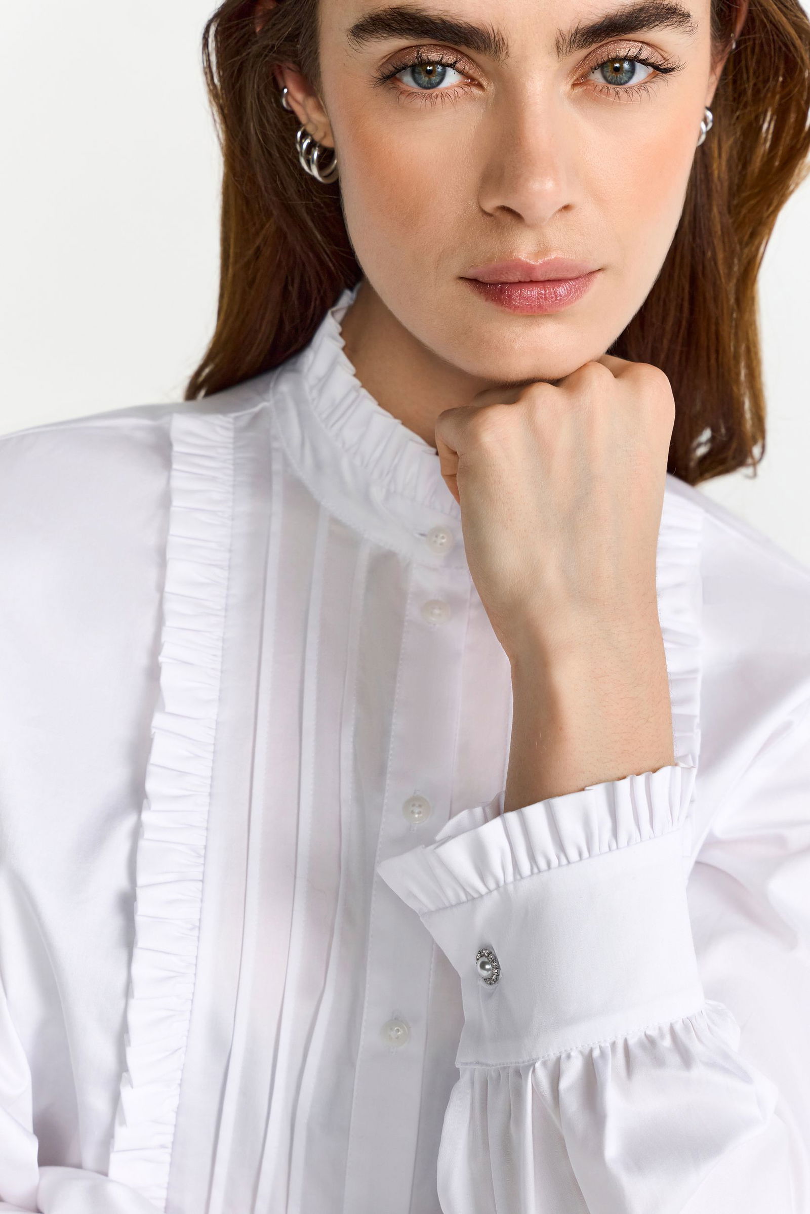 Rich & Royal | Cotton Ruffle Blouse | 36 | white
