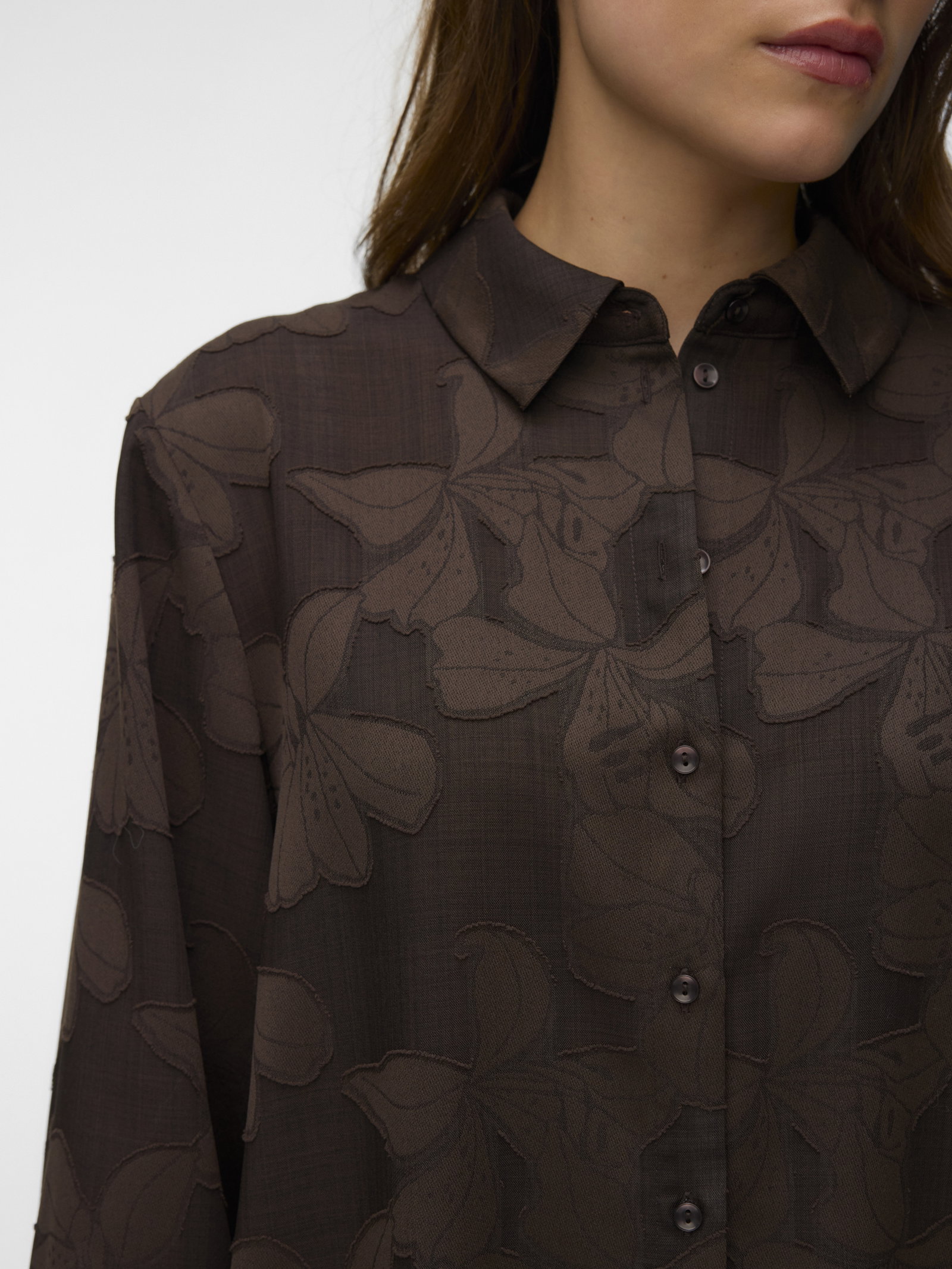 VMEMBLA JACQUARD LS SHIRT WVN, Chocolate Torte/Jacquard #5