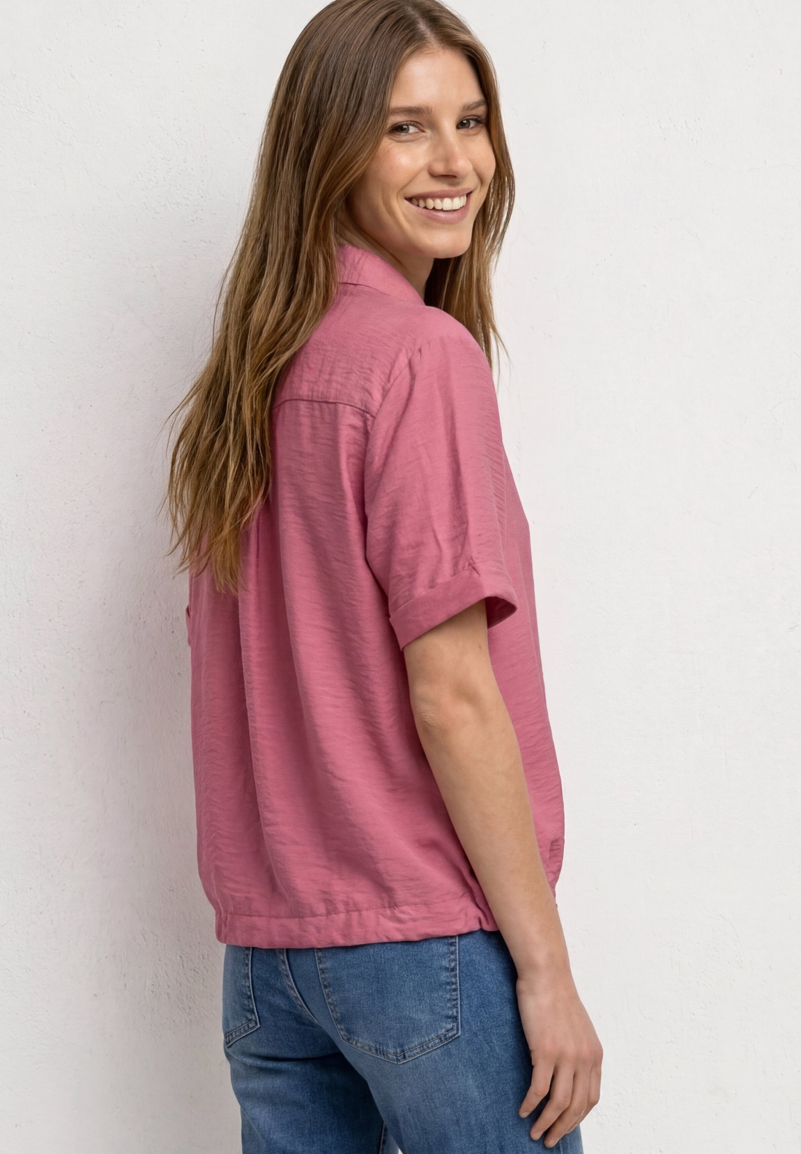 Buttoned shirtcollar blouse w, blush berry #4