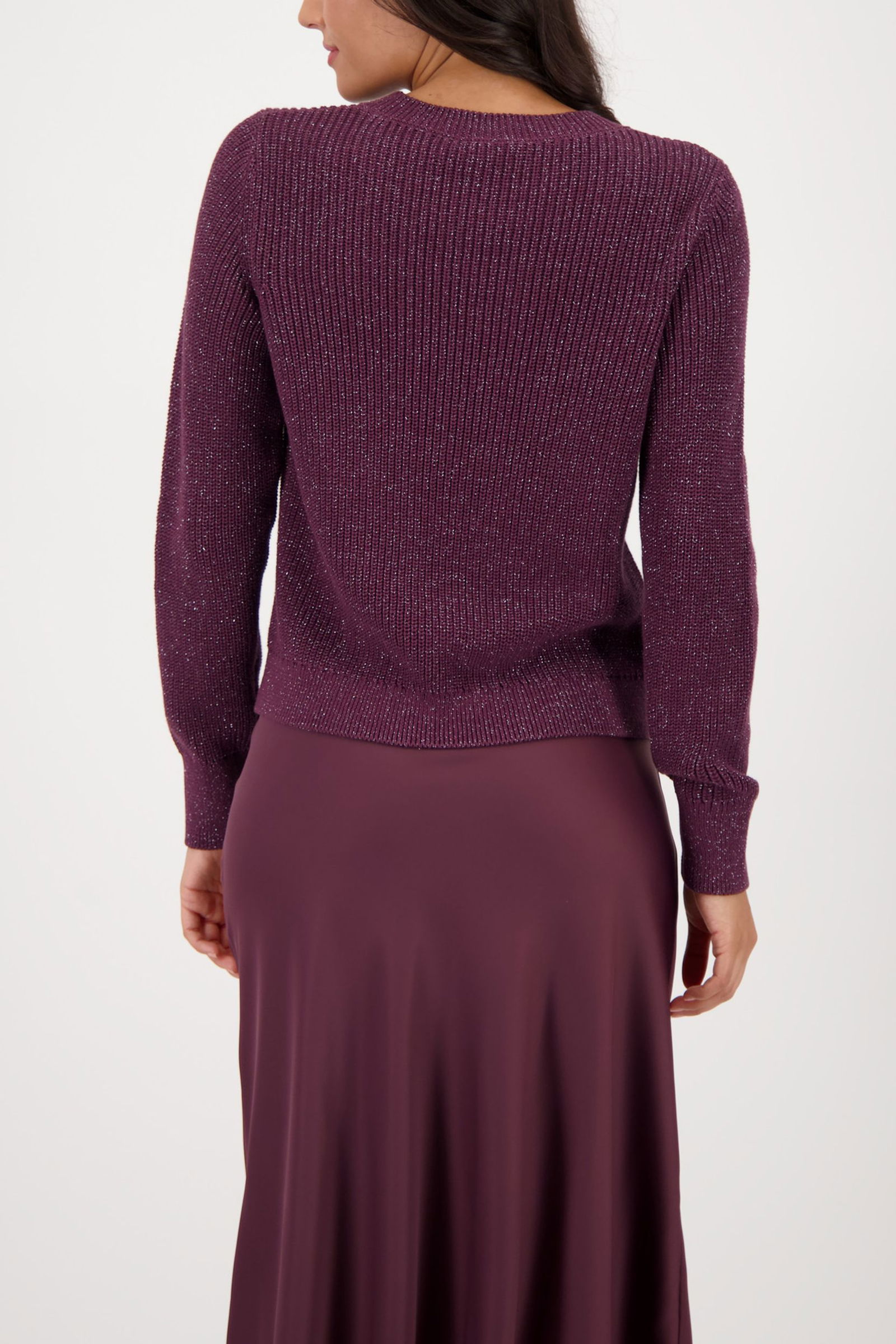 Monari | Monari Basic-Strickpullover mit Lurex | 36 | bordeaux